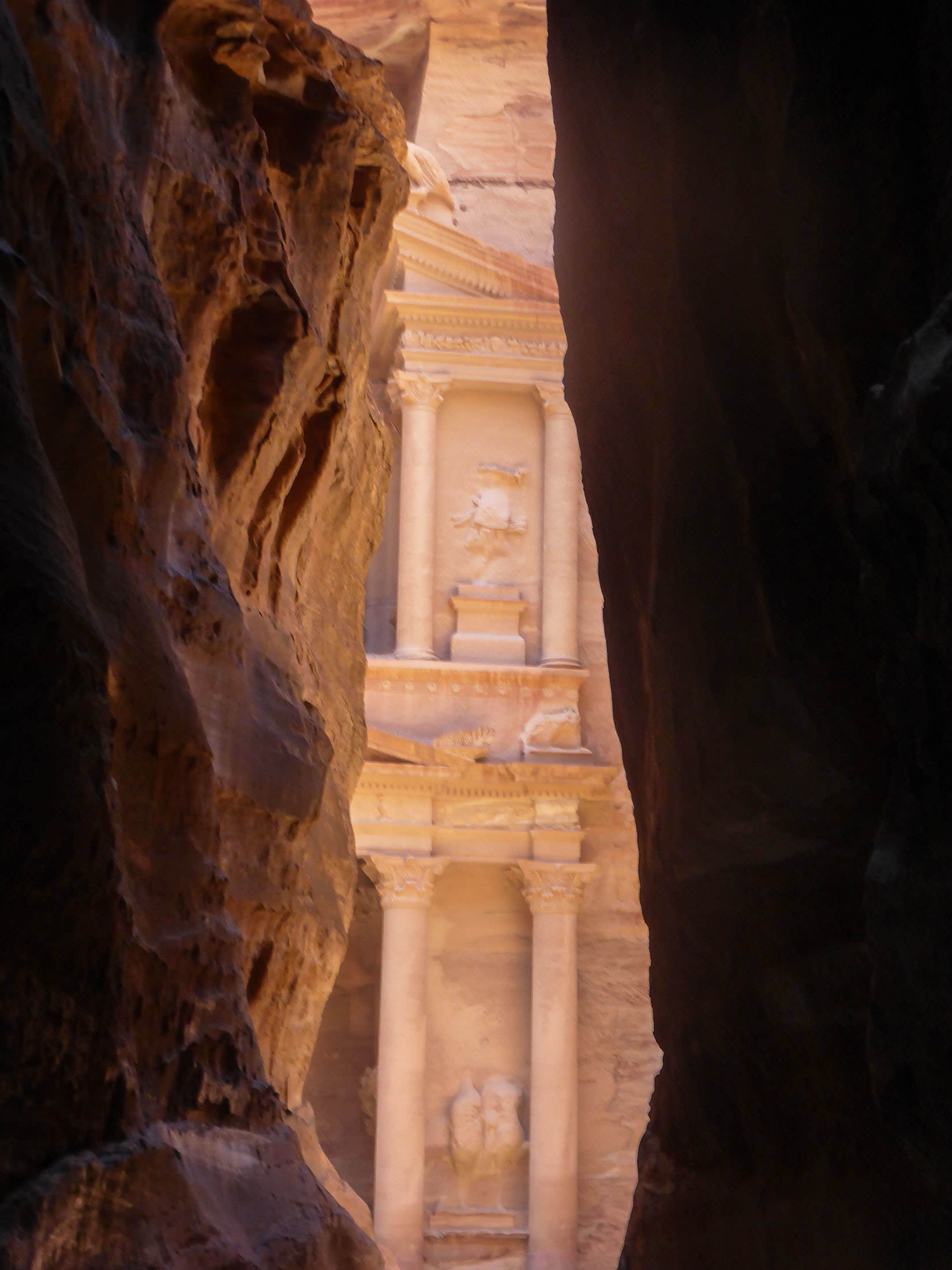The Treasury (Al-Khazneh) of Petra emerging from the siq Jordan