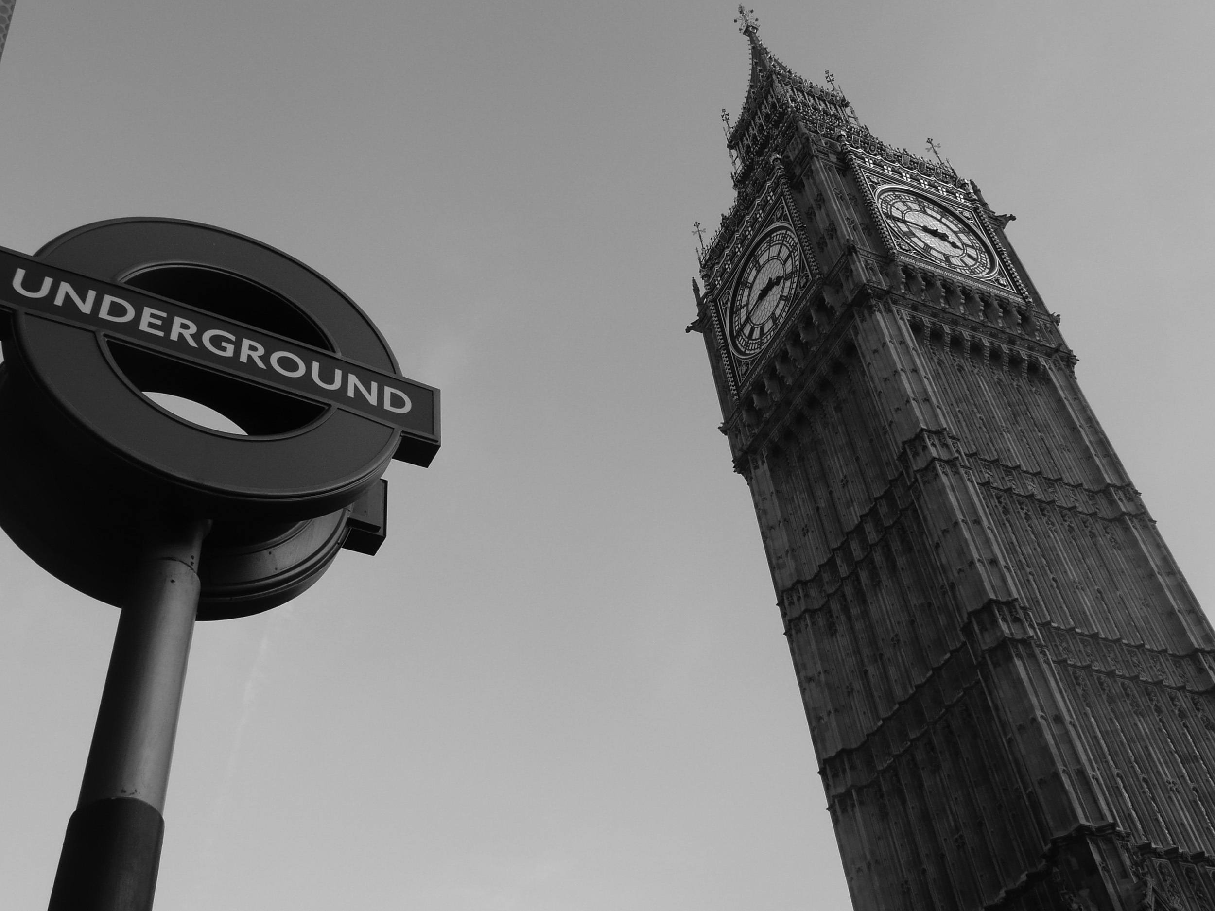 Underground sign beside Big Ben in London England United Kingdom