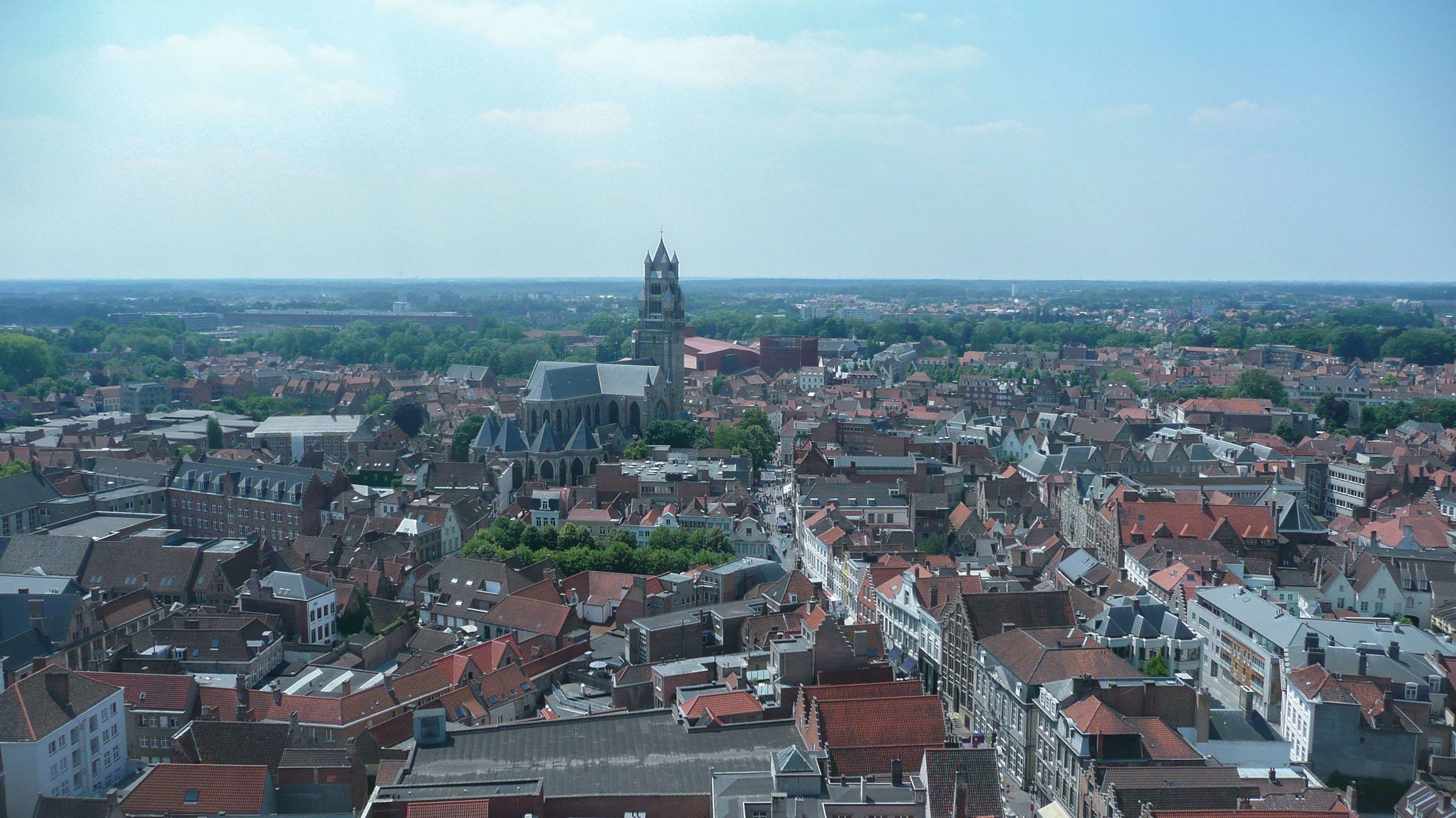 View of Bruges from the Belfry in Markt Belgium