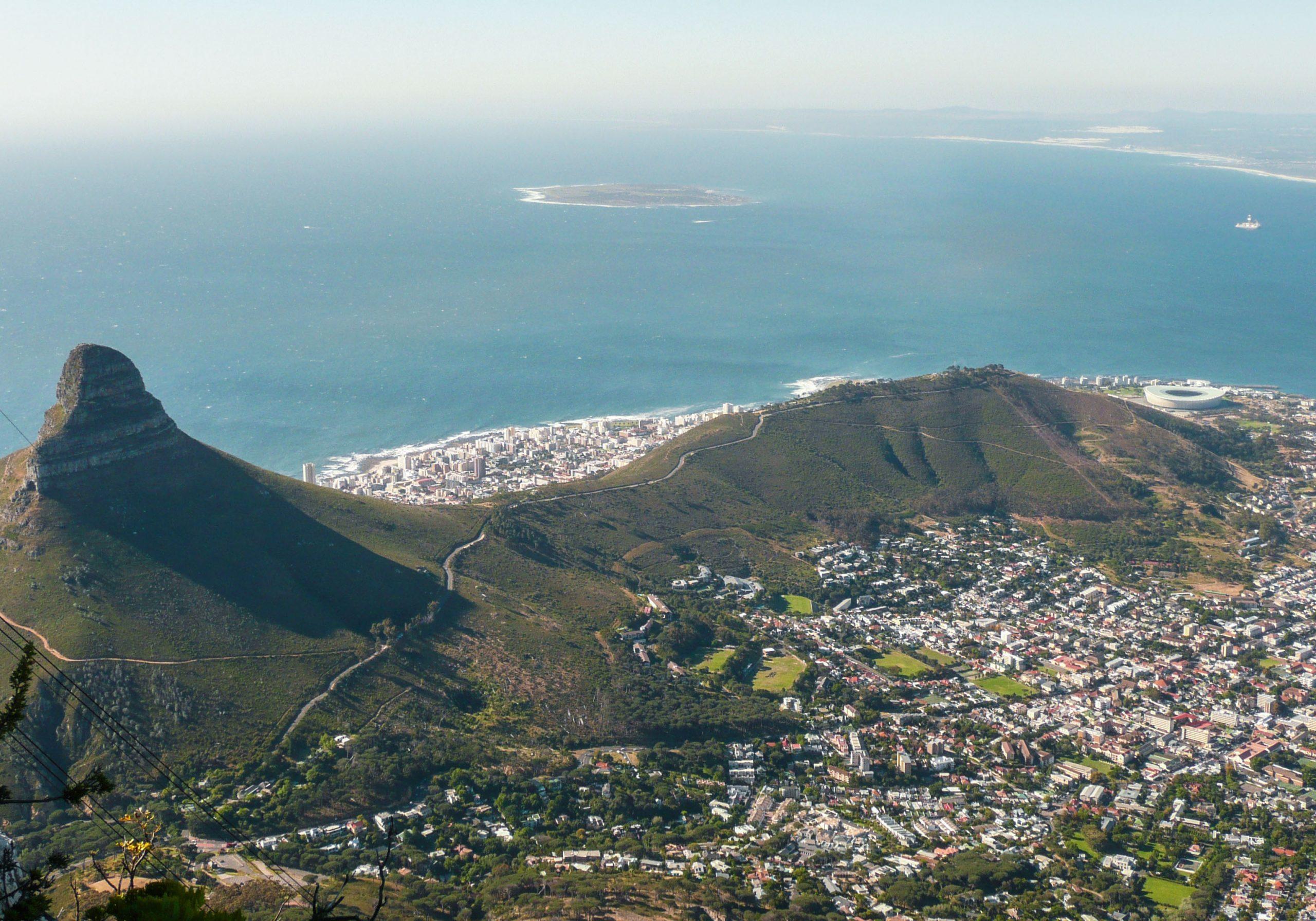 View of suburban Cape Town from Table Mountain South Africa