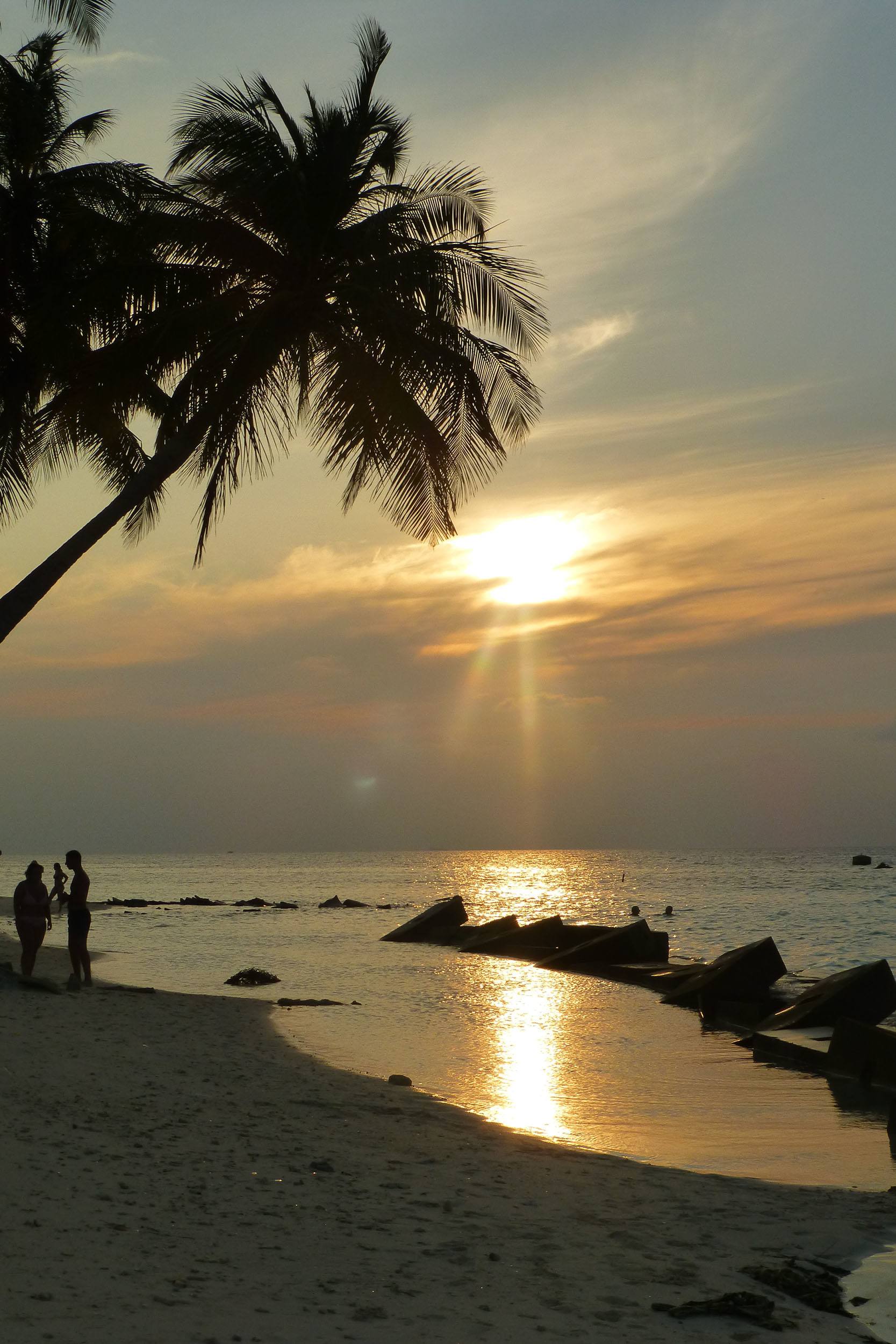 White Shell Beach on Maafushi at sunset the Maldives