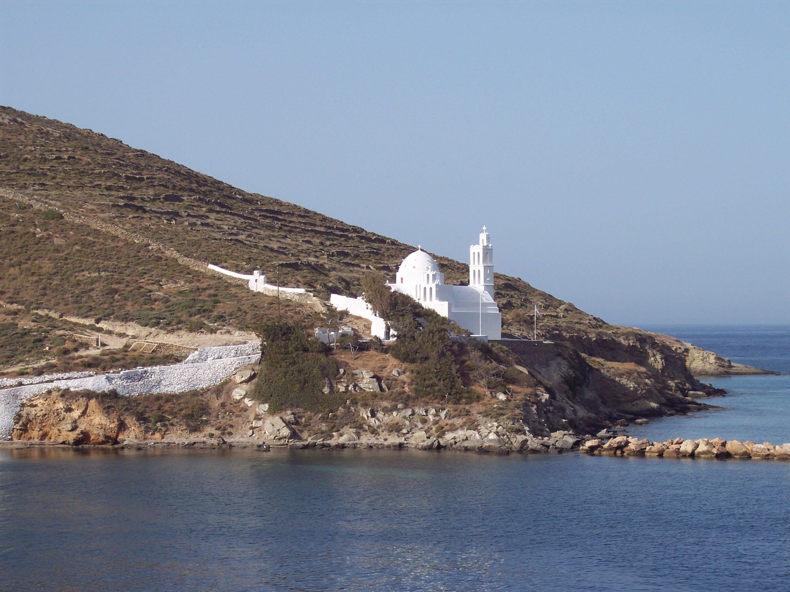 White church on Santorini Greece