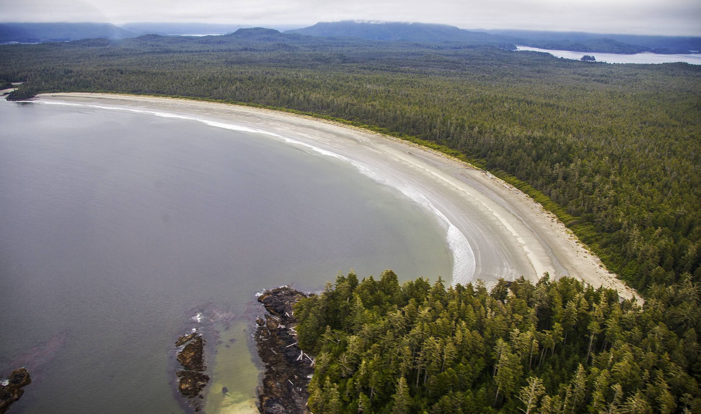 A beach on Vancouver Island from the air Canada