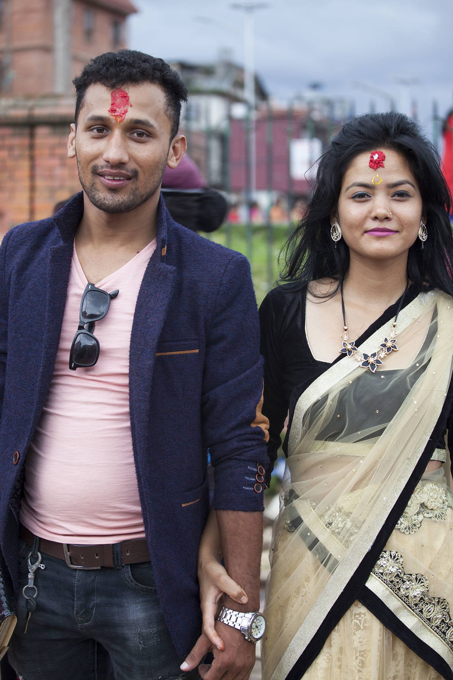 A couple in Kathmandu during Teej Nepal