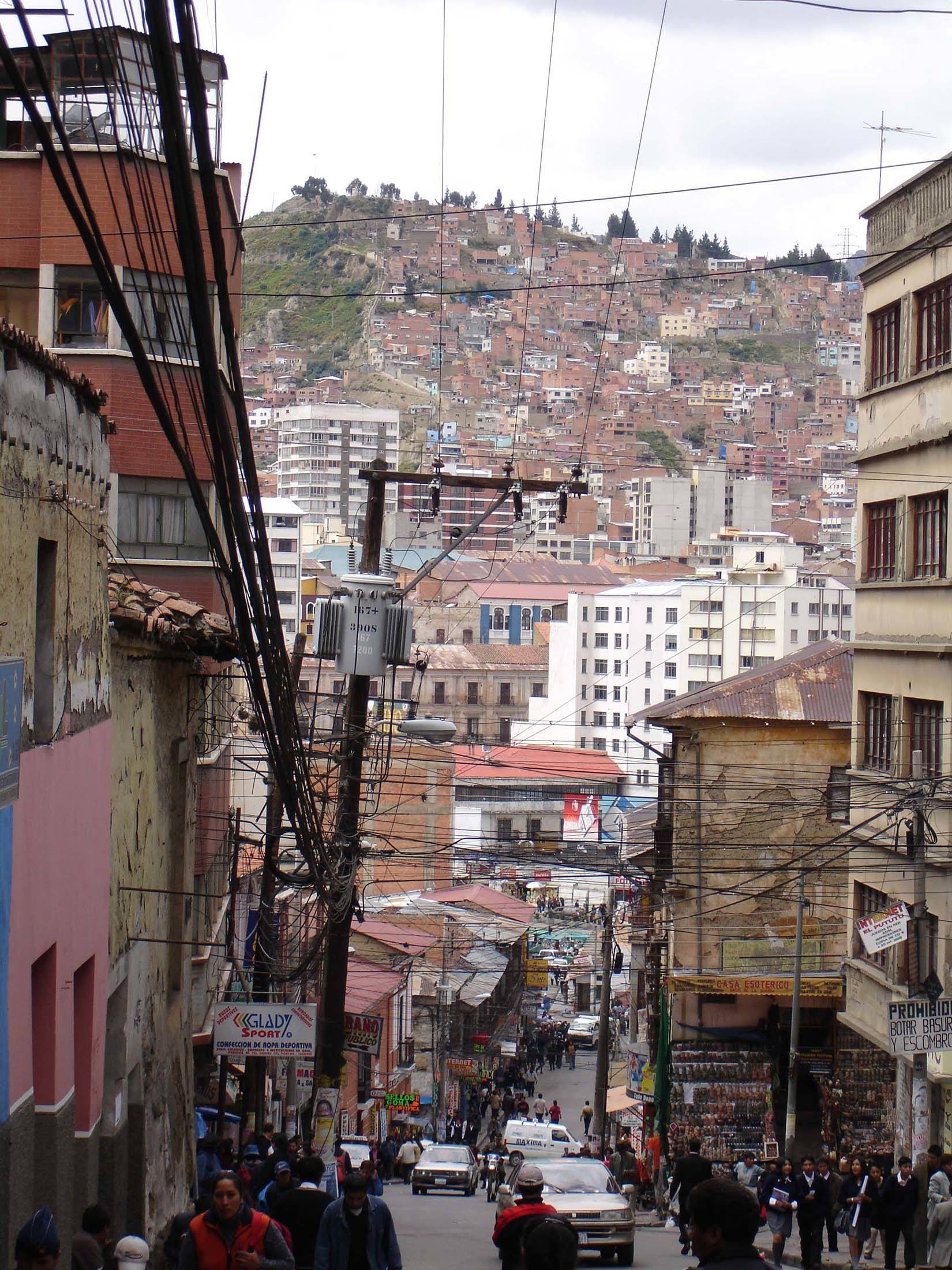 A steep street in La Paz Bolivia