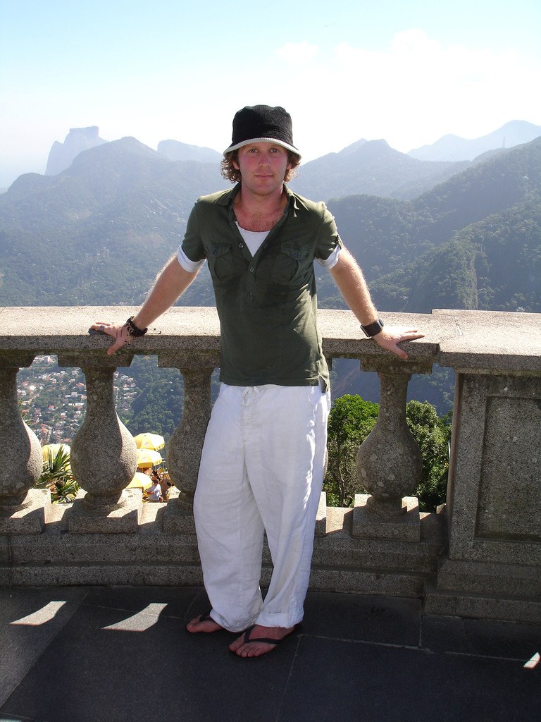 Ben posing for the camera on Corcovado in Rio de Janeiro Brazil