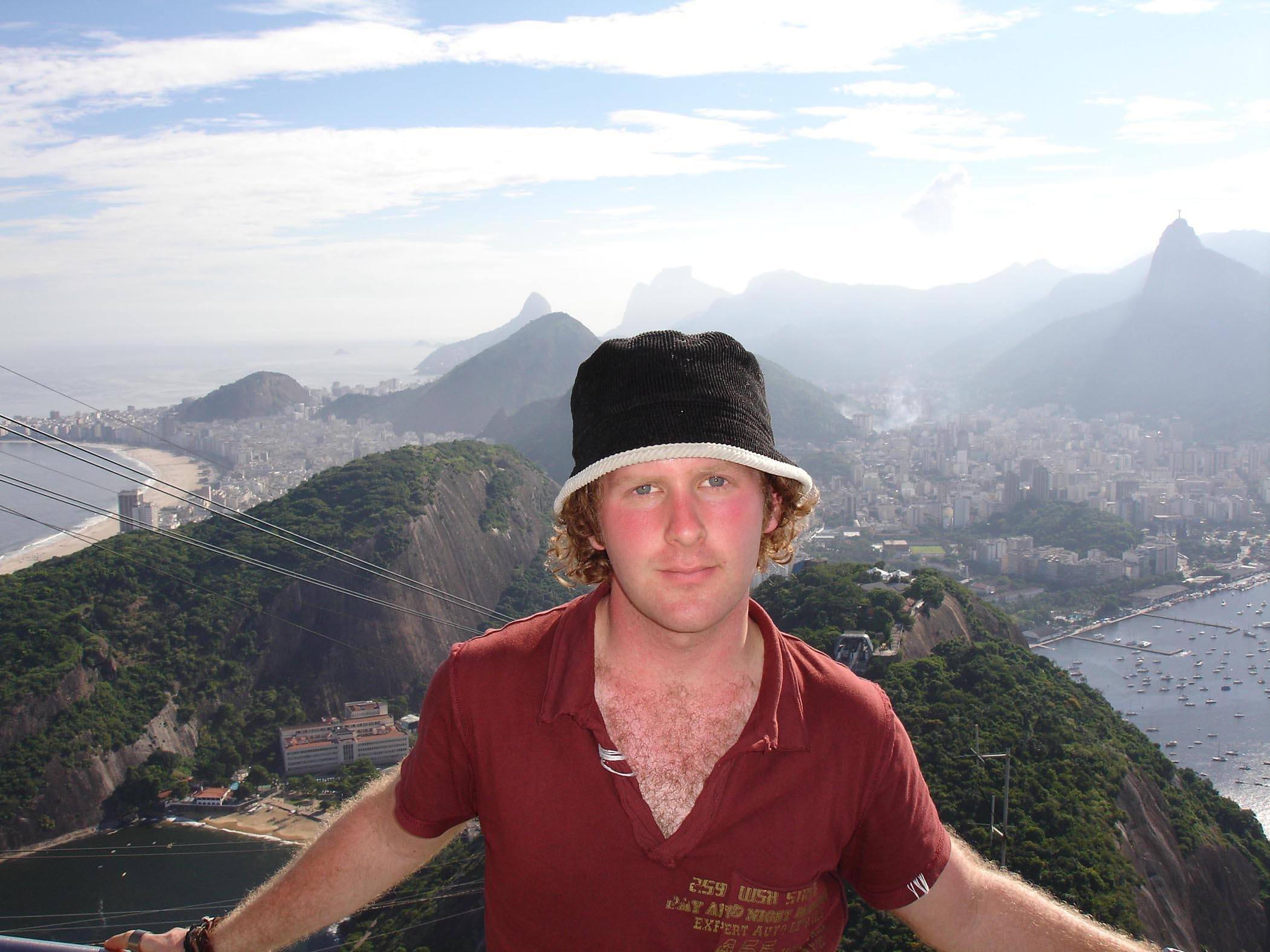 Ben posing on Sugarloaf Mountain Rio de Janeiro Brazil