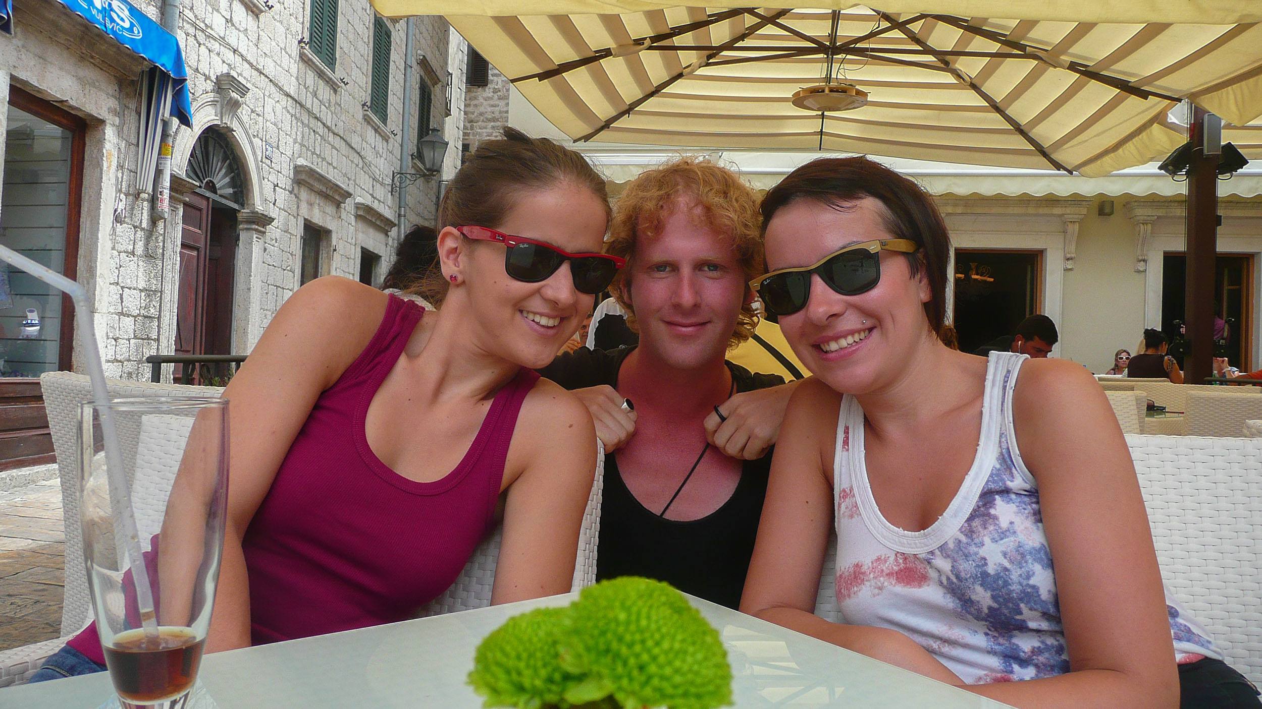 Ben with Montenegrin female friends in Kotor