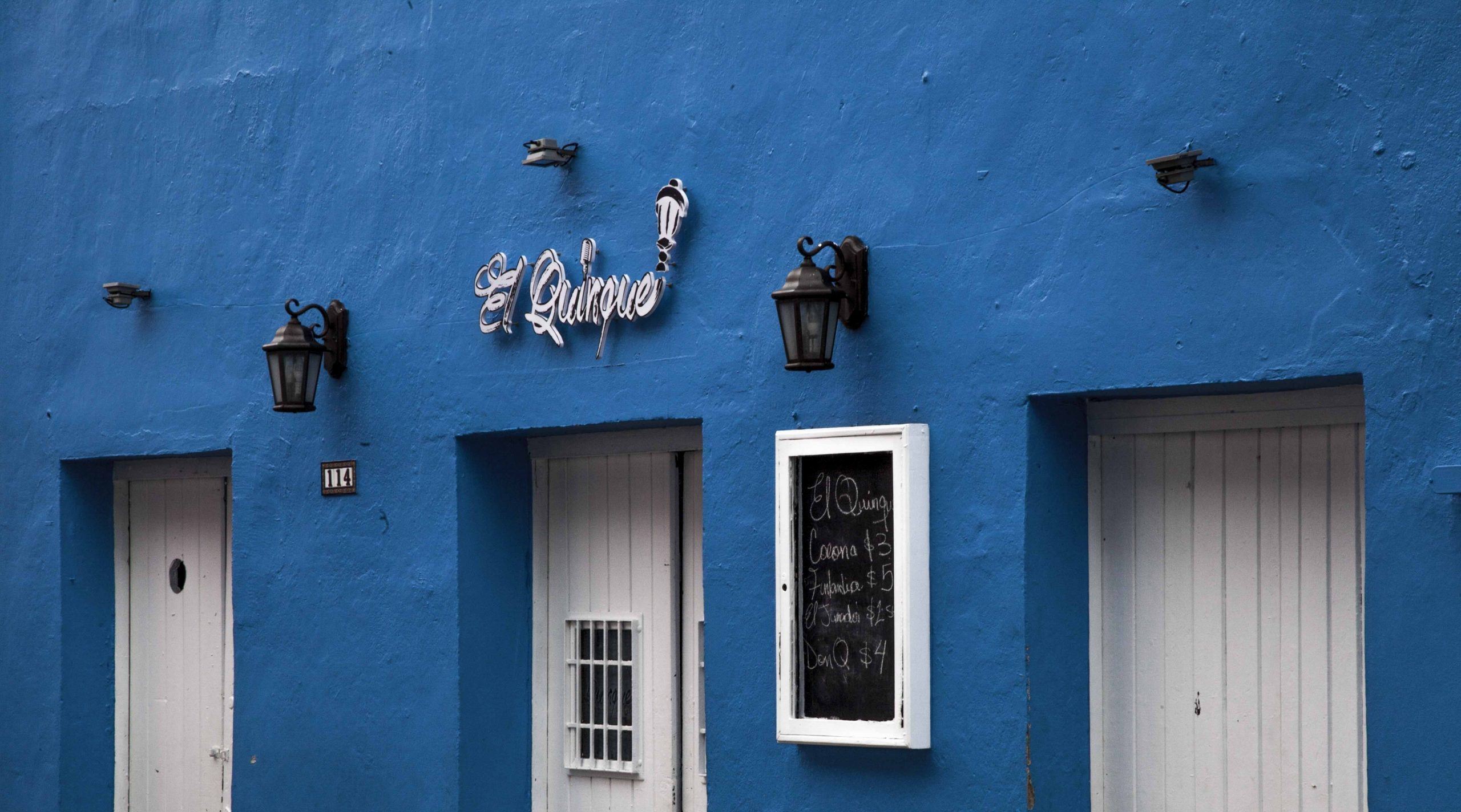 Blue building in Viejo San Juan Puerto Rico USA