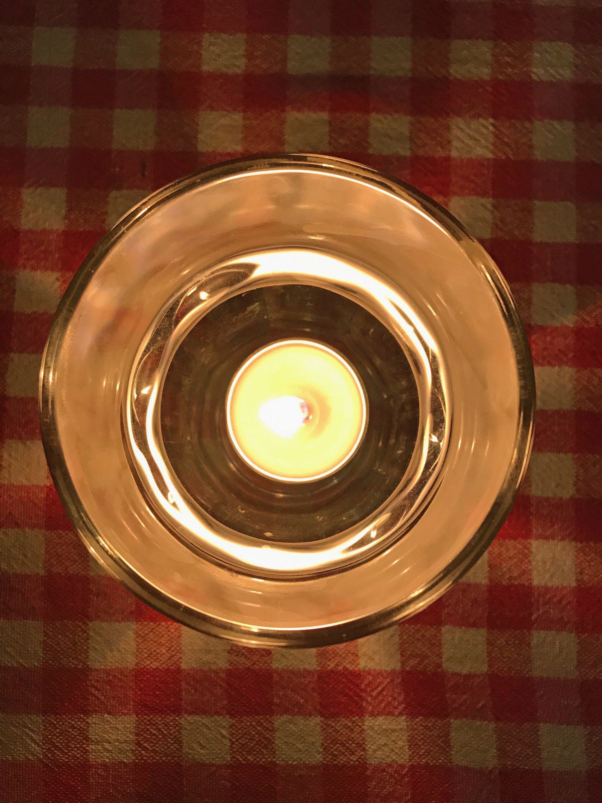 Candle in glass on table at La Dolce Vita restaurant in Kathmandu Nepal