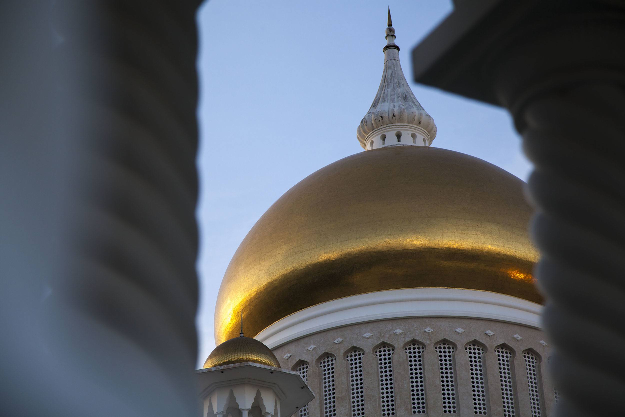 Gold dome of Masjid Omar Ali Saifuddien in Bandar Seri Begawan Brunei