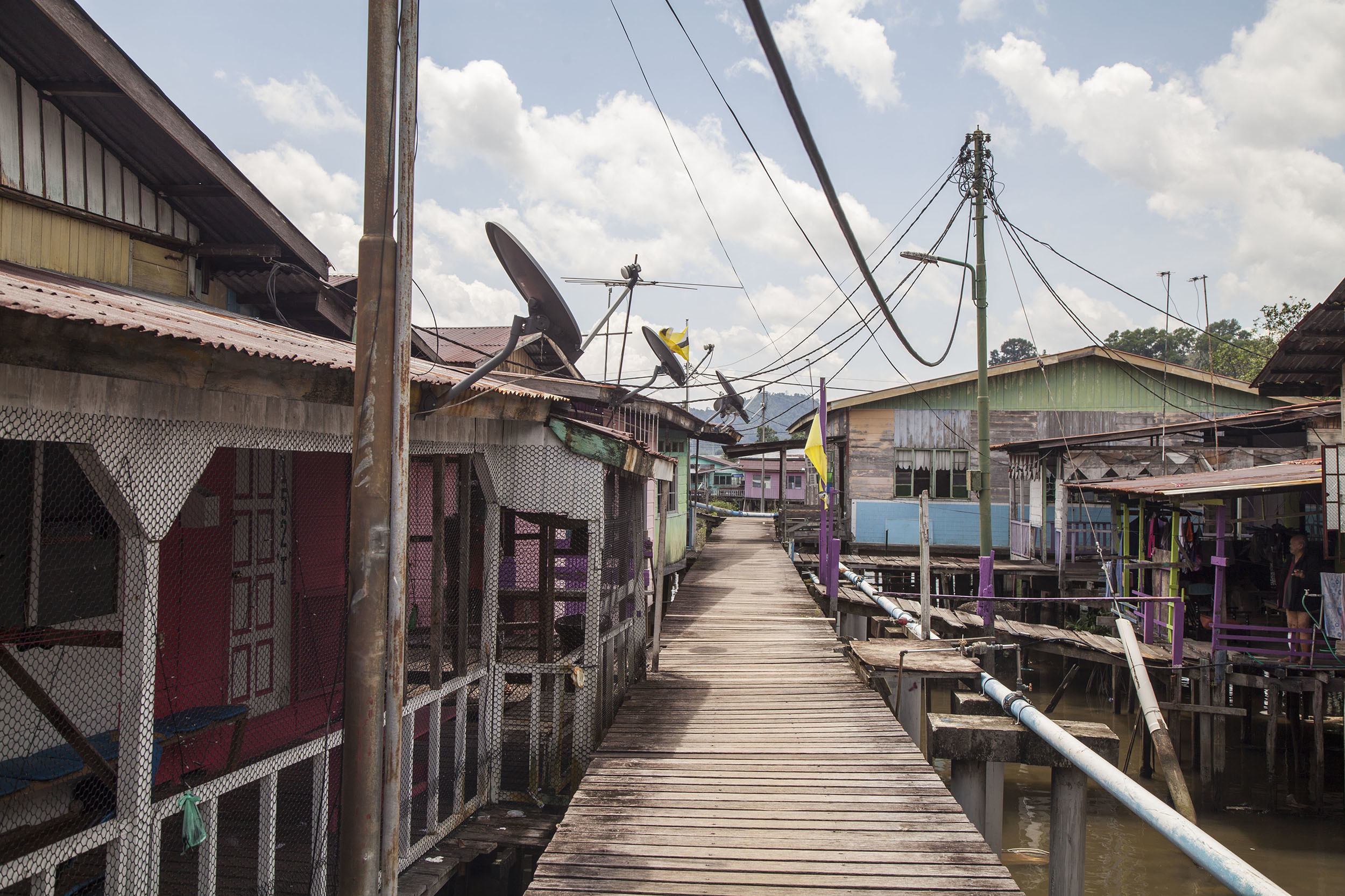 Homes beside boardwalk in Kampung Ayer Bandar Seri Begawan Brunei