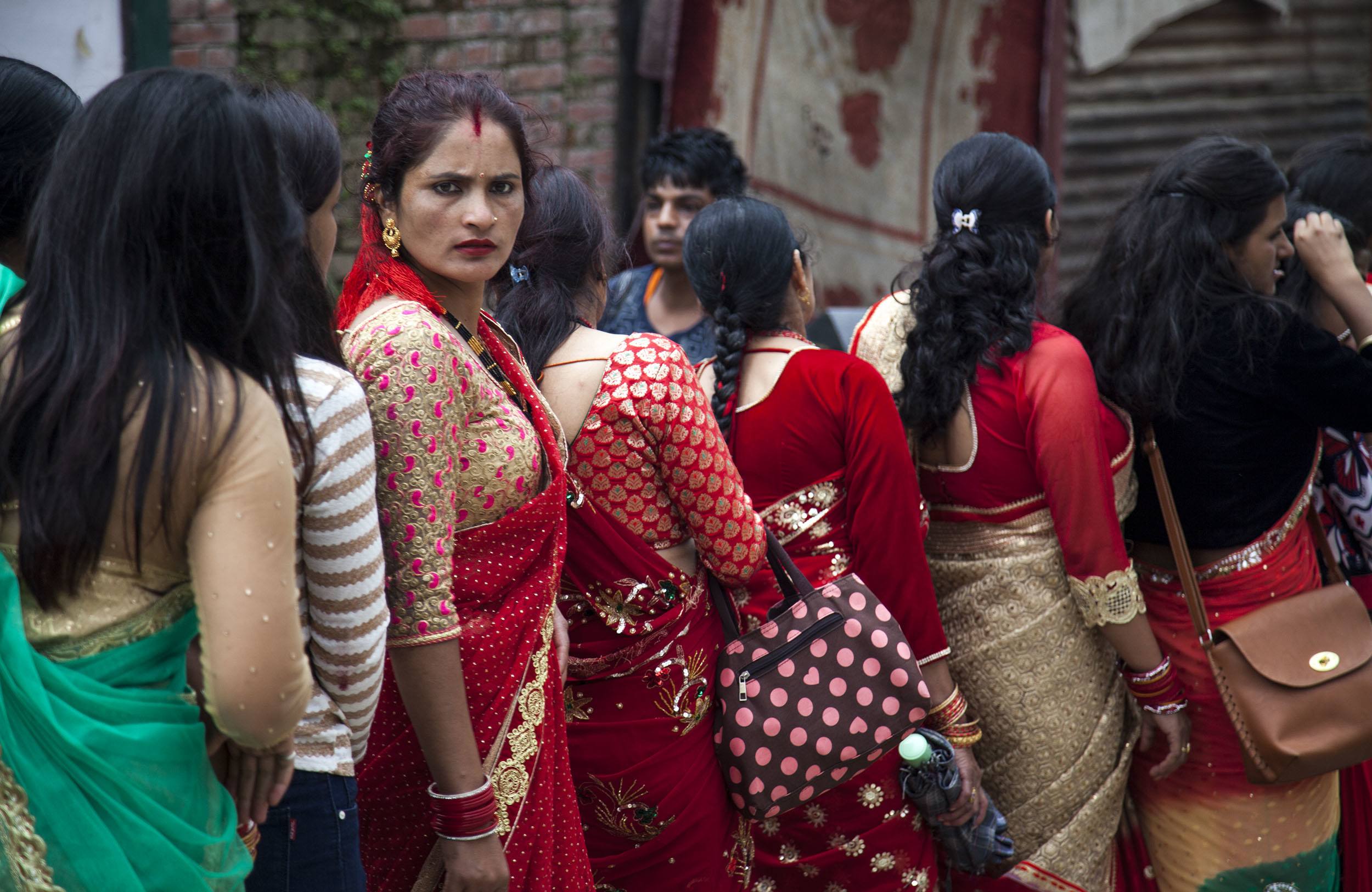 Nepalese woman at Teej in Kathmandu Nepal