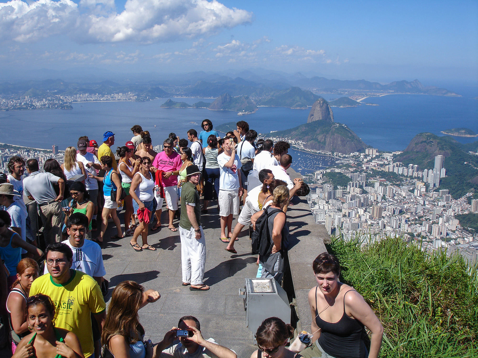 People on a viewing platform at Corcovado Rio de Janeiro Brazil