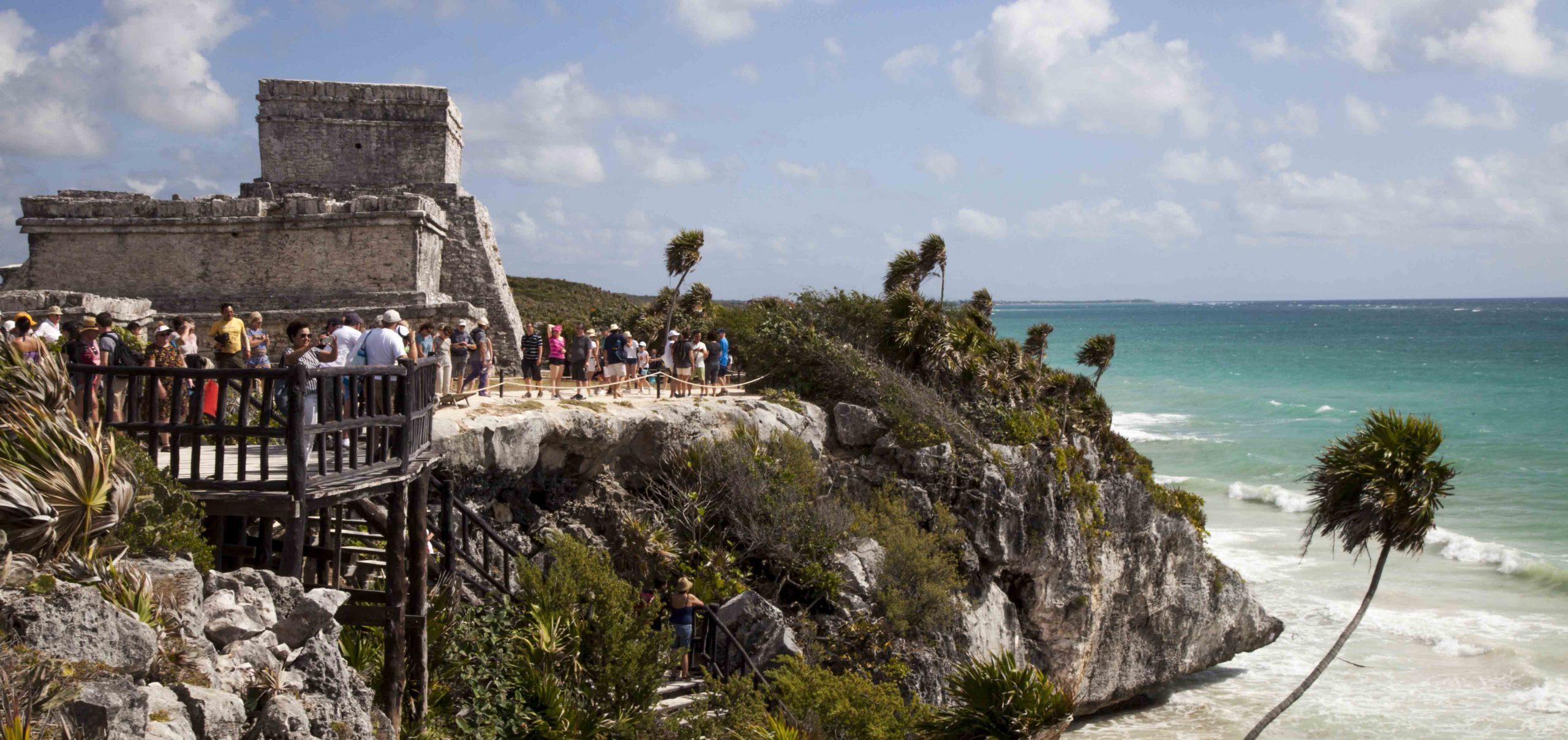 Section of Tulum ruins in Mexico