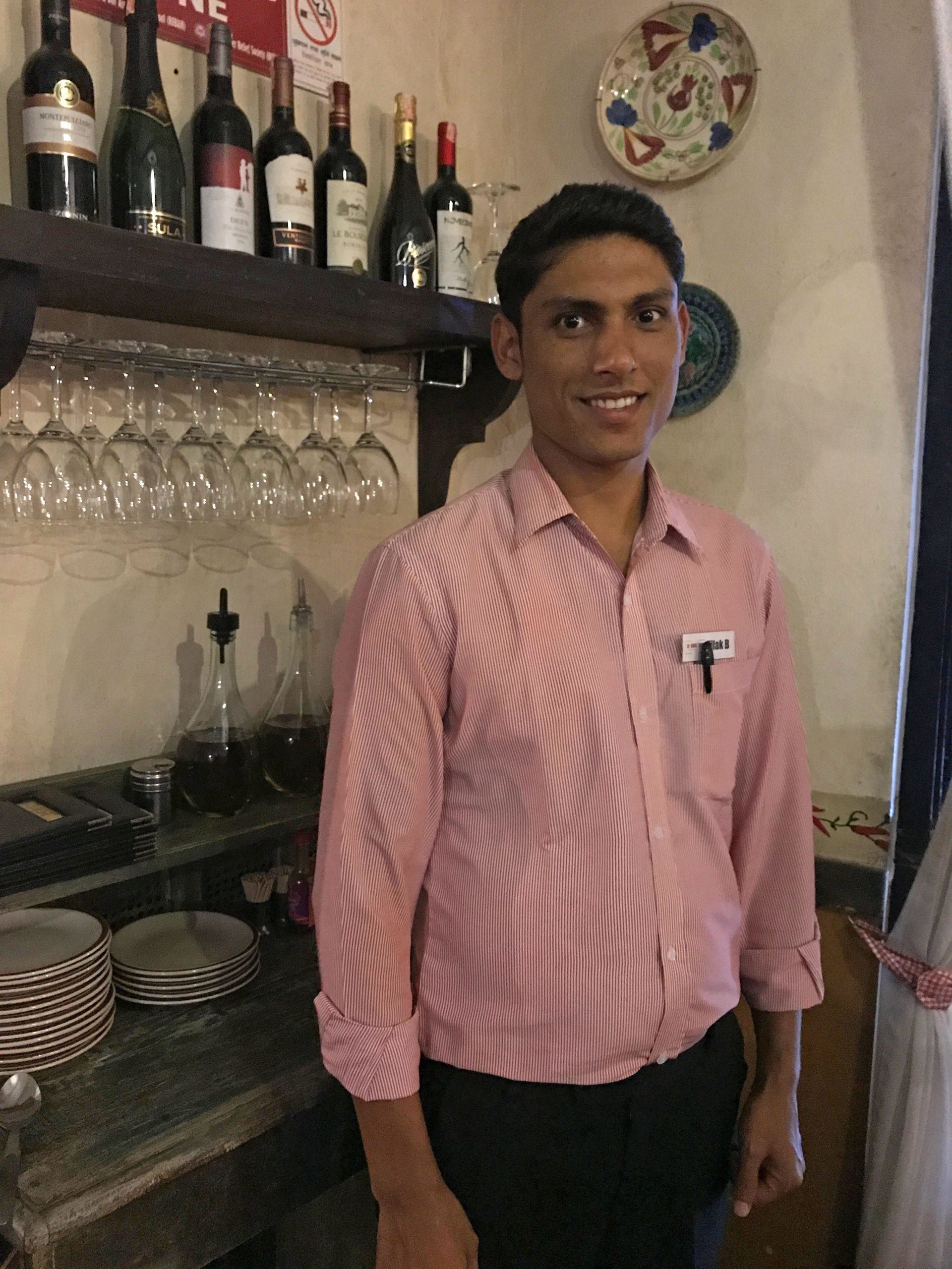Staff member at La Dolce Vita restaurant in Thamel Kathmandu Nepal
