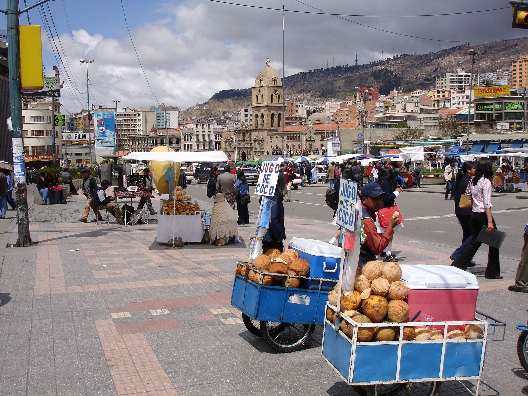 Stalls in Plaza Murillo La Paz Bolivia