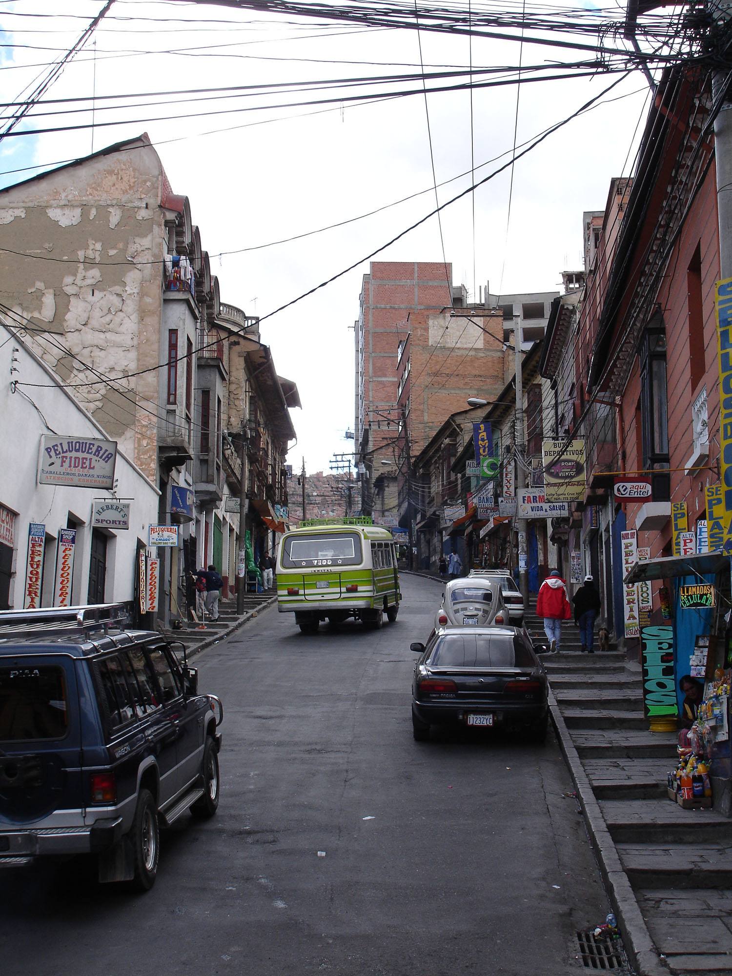 Steep streets in La Paz Bolivia