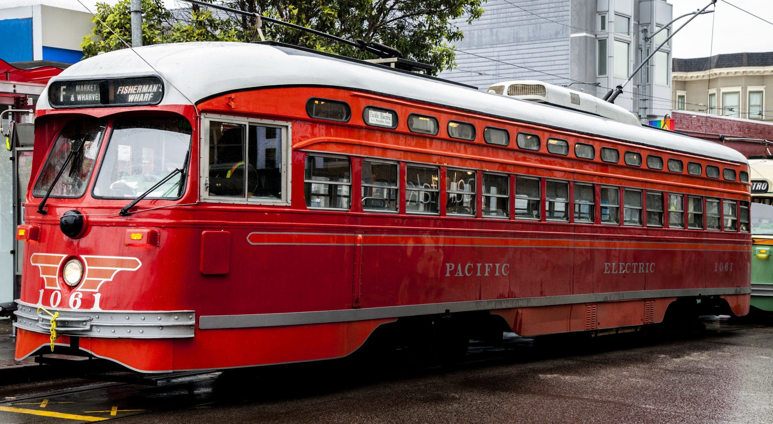 Vintage $2 F streetcar in San Francisco USA