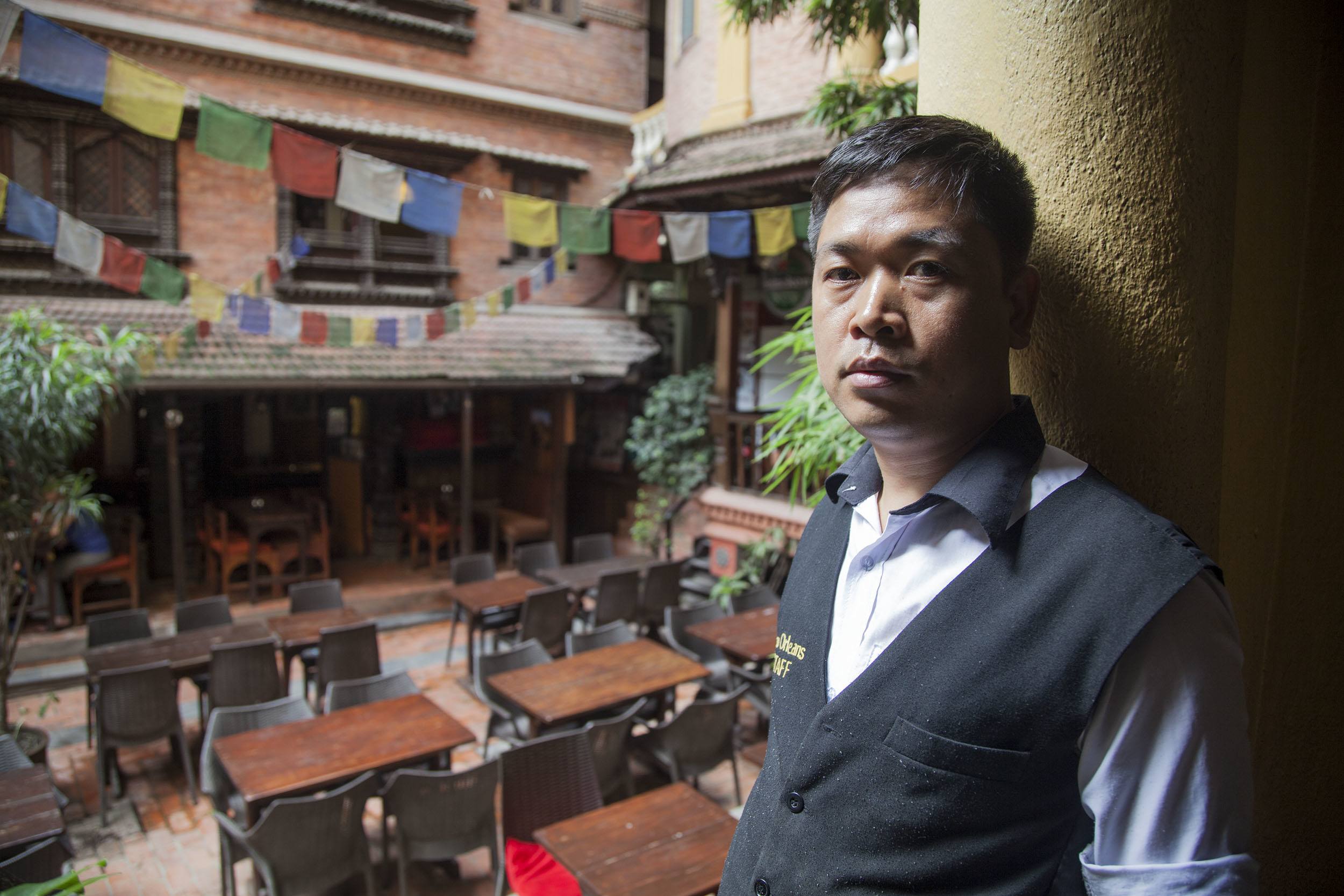 Waiter at New Orleans Cafe in Kathmandu Nepal