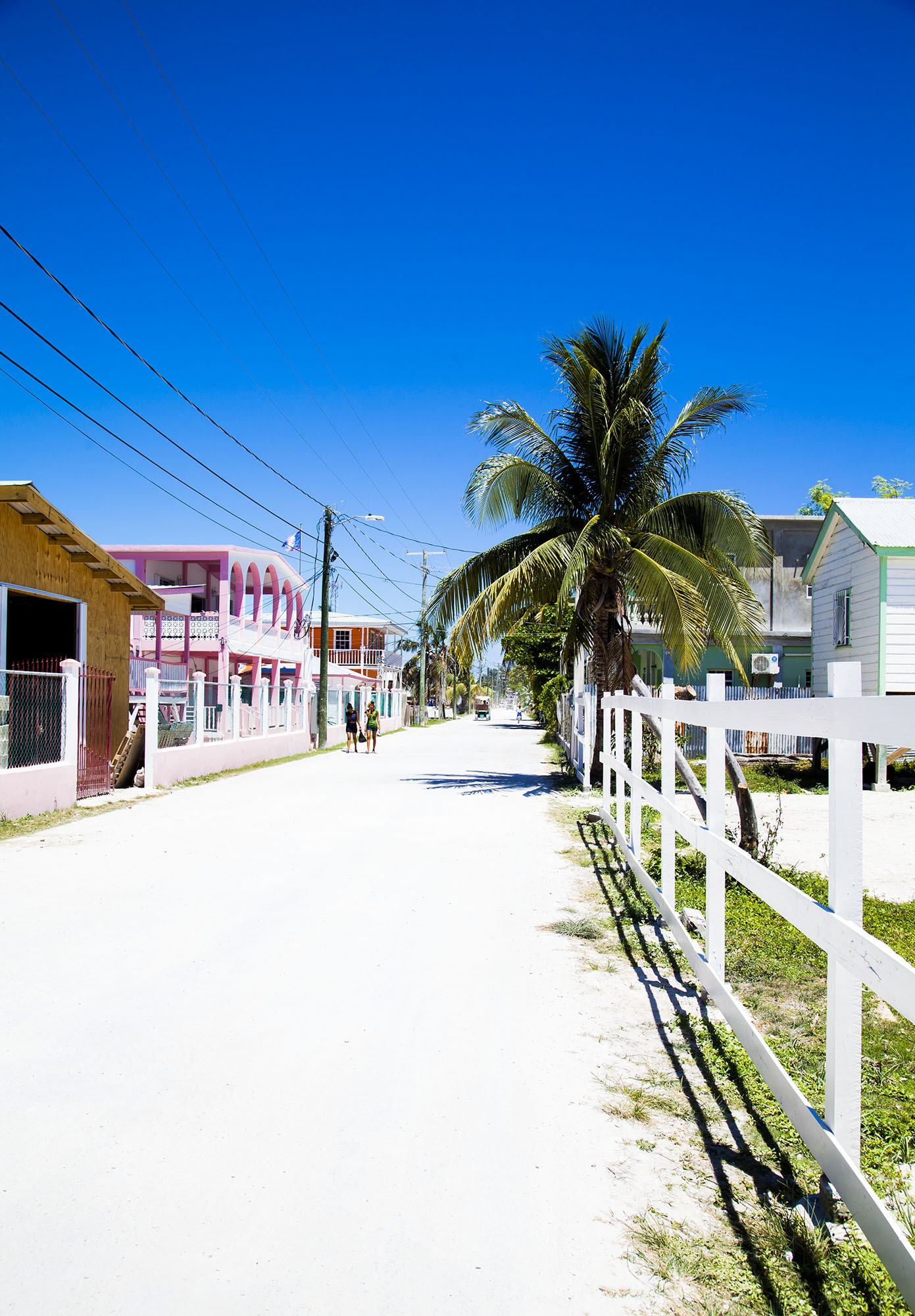 White sand road across Caye Caulker Belize