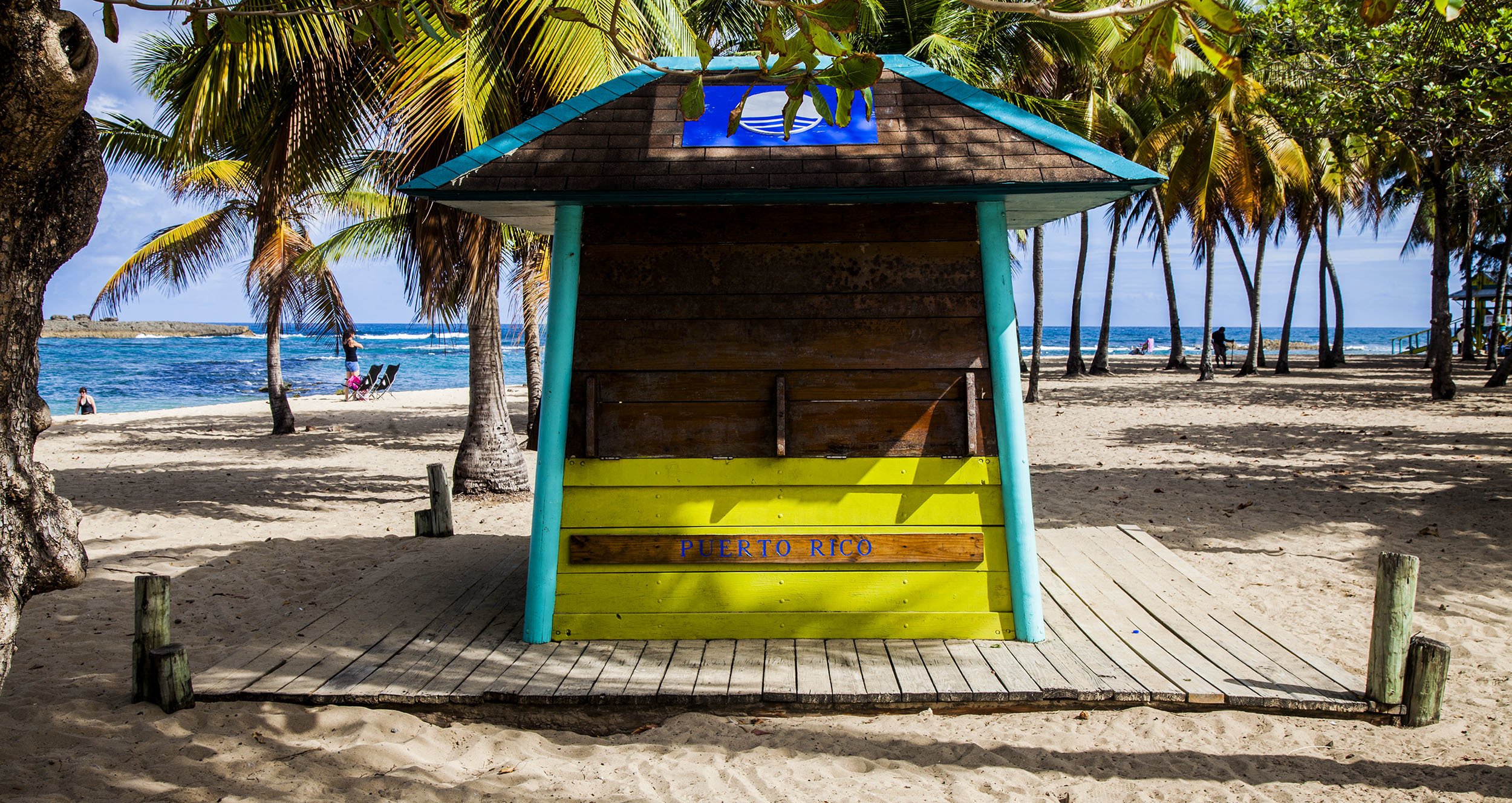 Wooden hut on playa Balneario El Escambrón in San Juan Puerto Rico USA