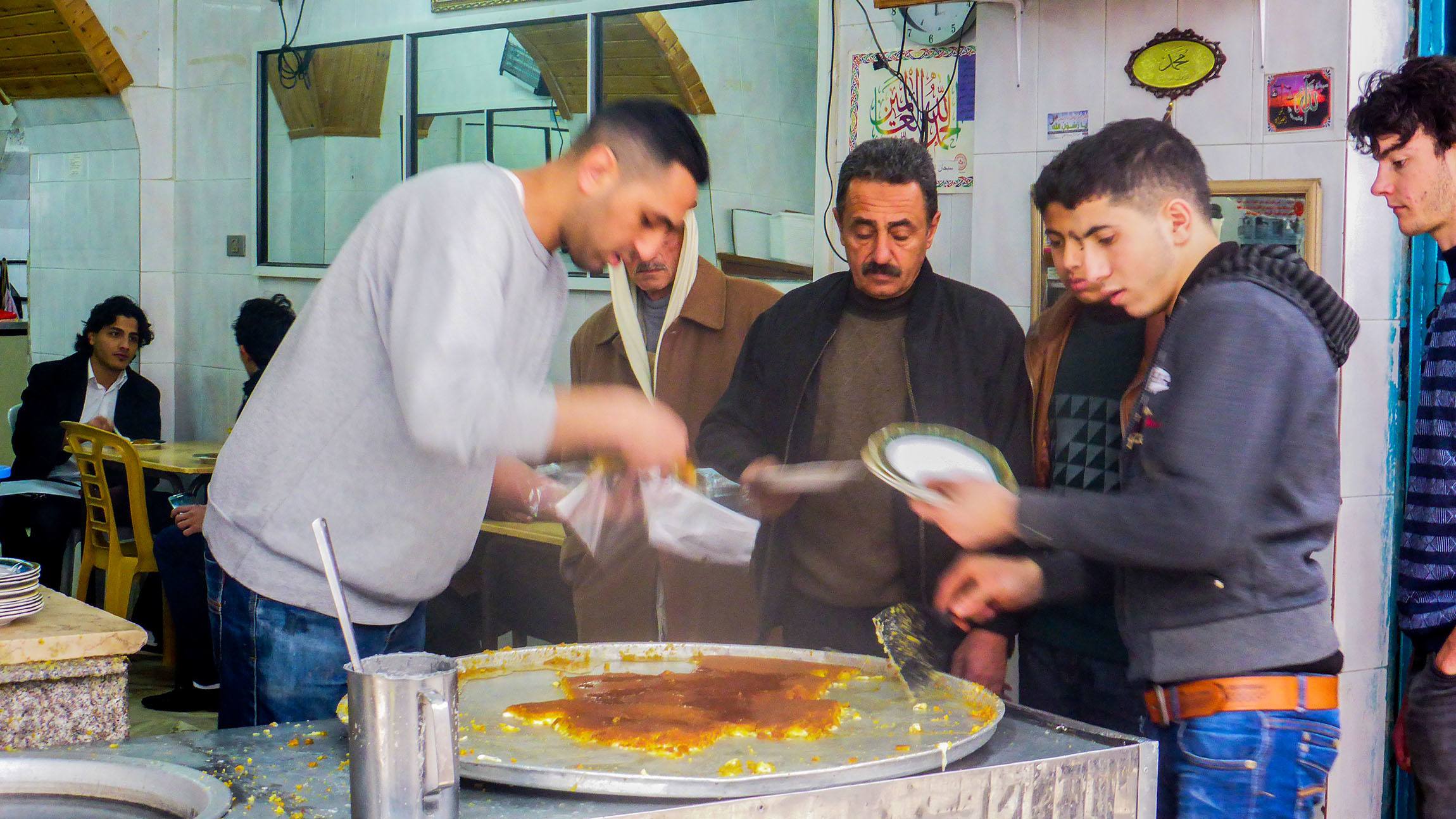 Palestinian dessert for sale at a restaurant in Nablus Palestine