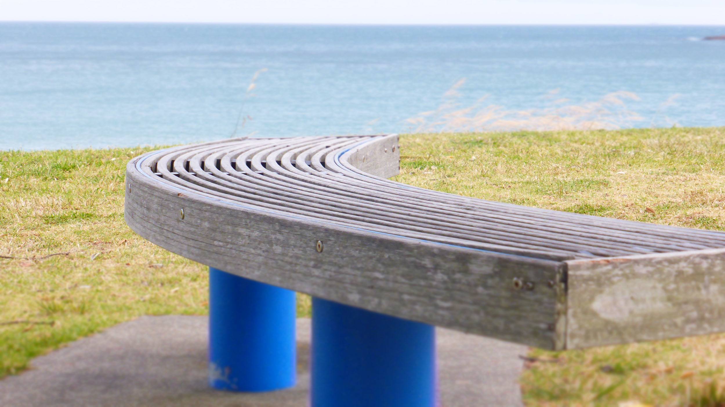 Bench overlooking water in Tauranga North Island New Zealand