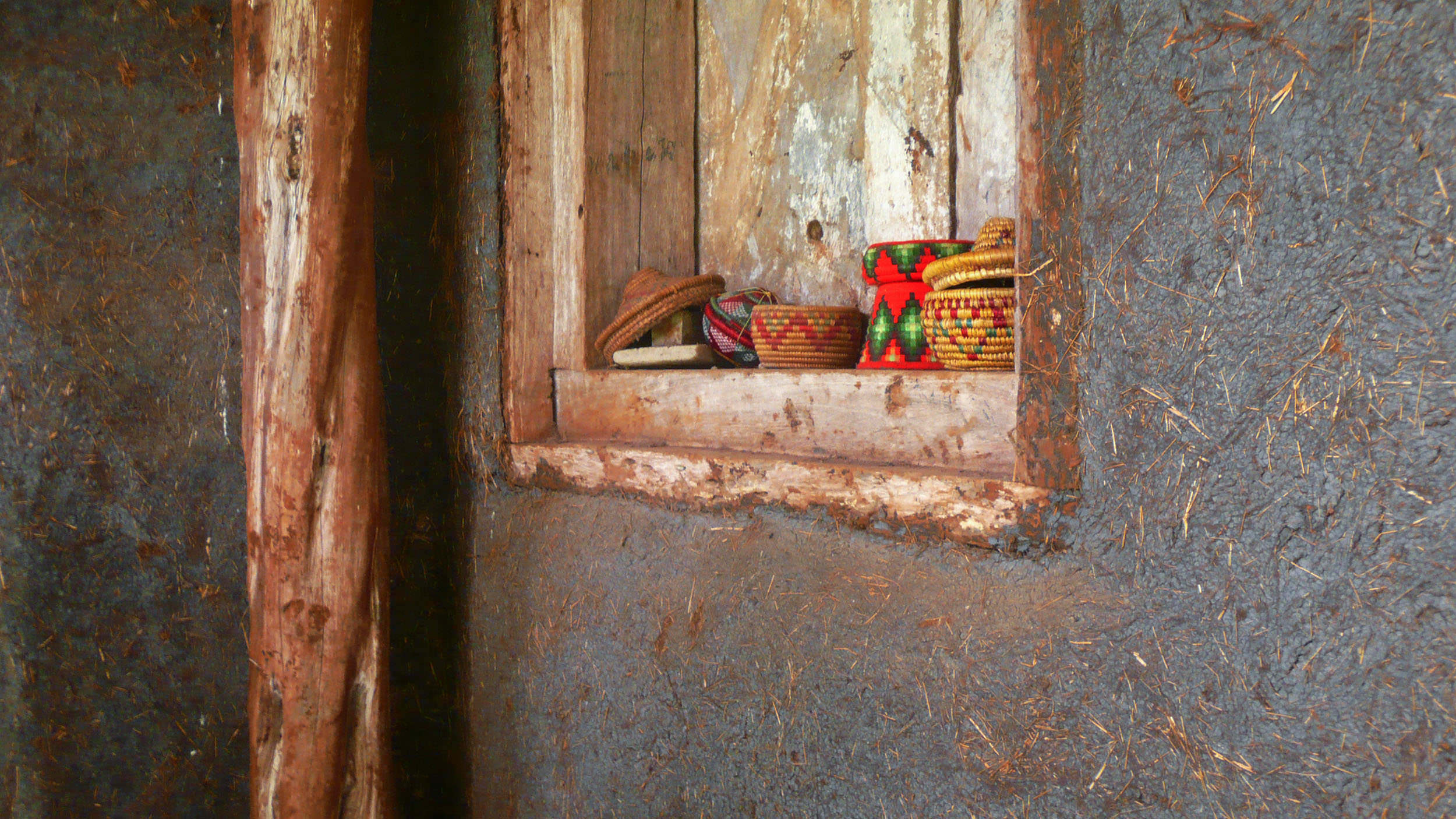 Decorations on windowsill of Kebran Gabriel Monastery Lake Tana Ethiopia