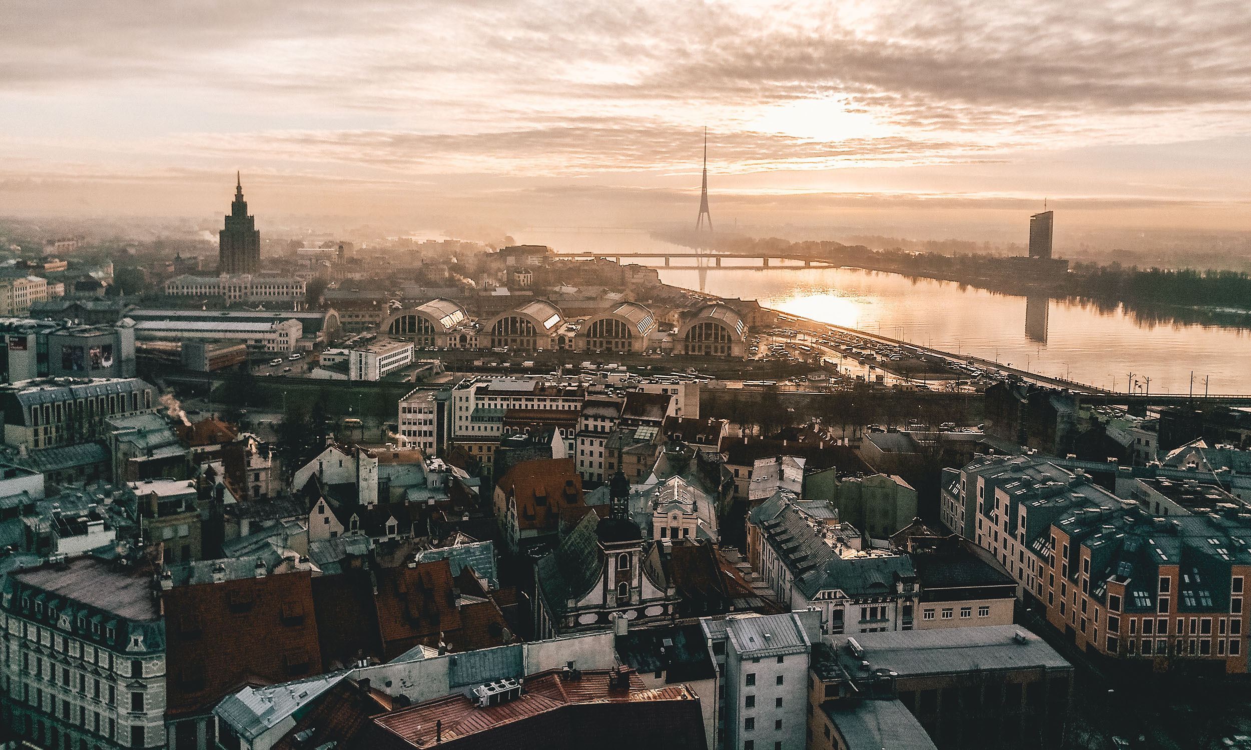 High angle view of Riga Latvia