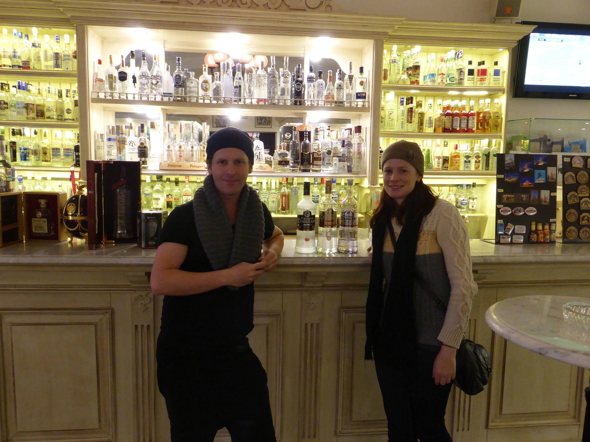 Kylie and Ben at the Vodka Museum in Saint Petersburg