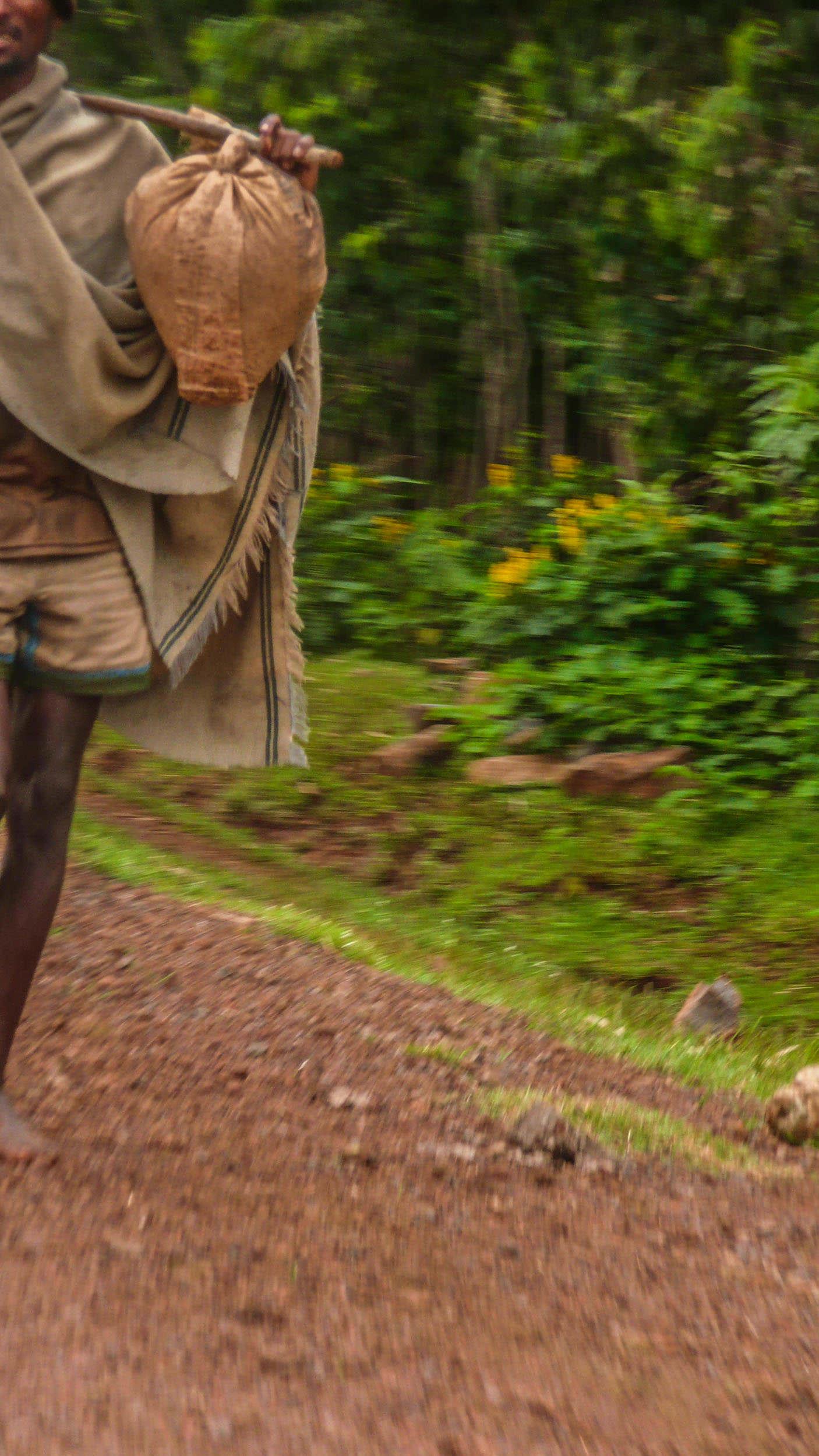 Man walking along road in Ethiopia