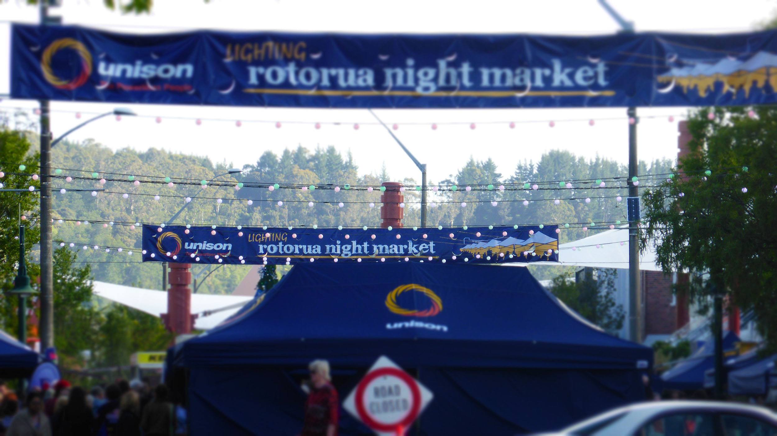 Rotorua night market street North Island New Zealand