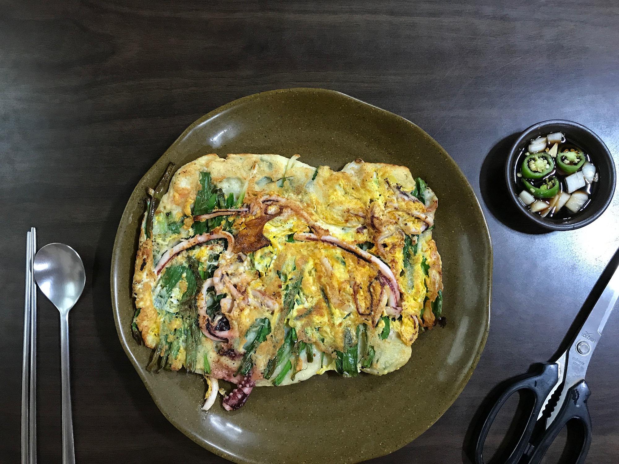 Seafood omelette at restaurant in Gyeongju Republic of Korea