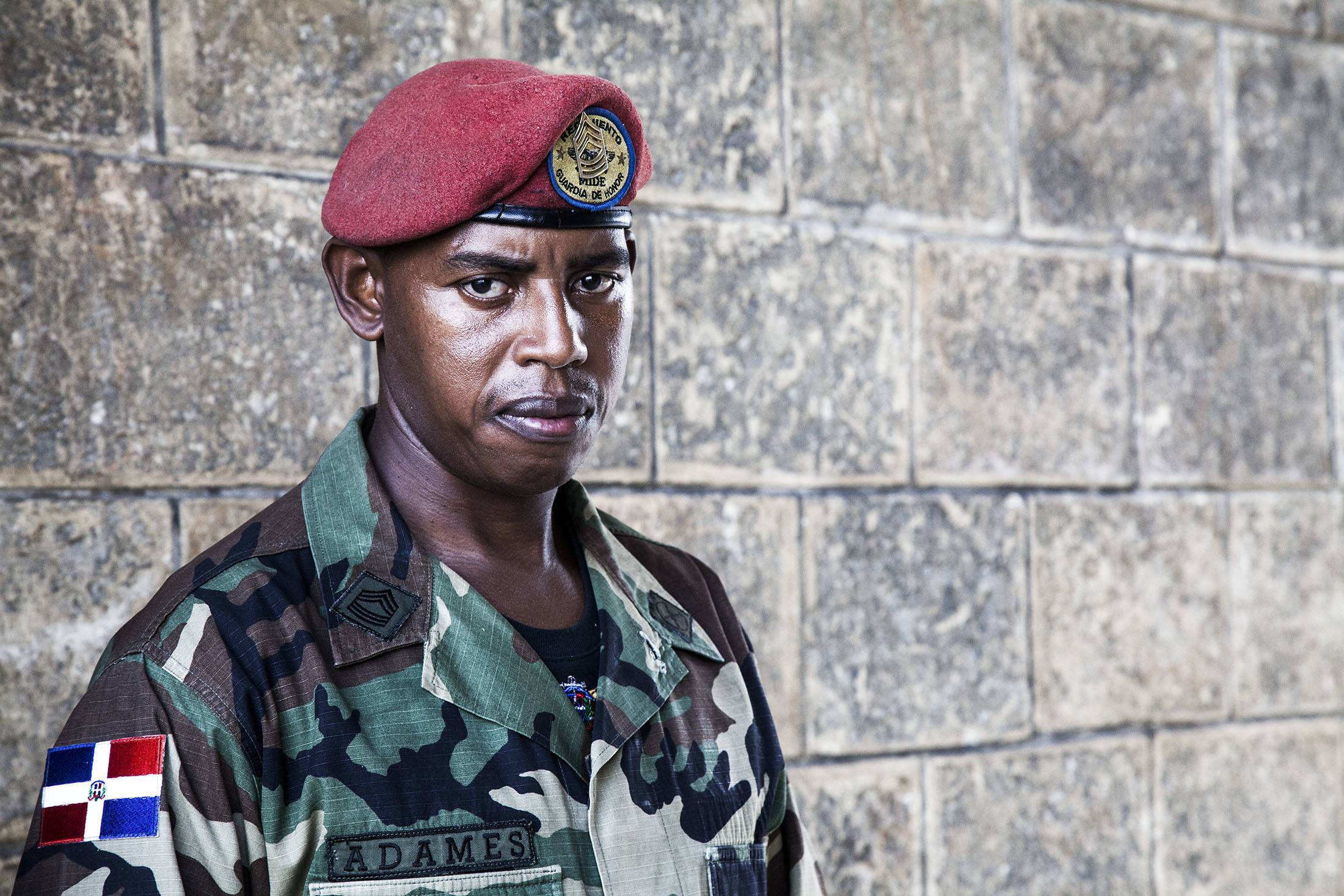 A Dominican man in uniform near Parque Independencia Santo Domingo Dominican Republic