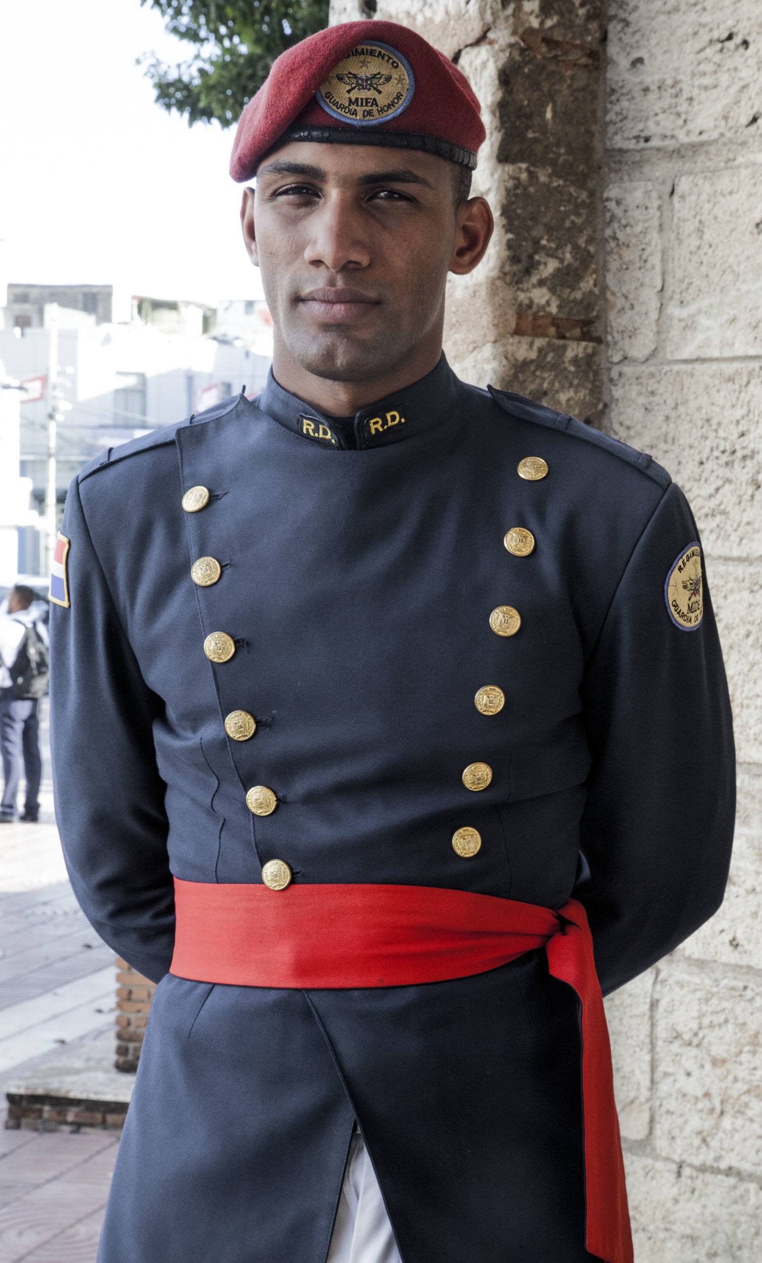 A Dominican man in uniform outside Parque Independencia Santo Domingo Dominican Republic photography page