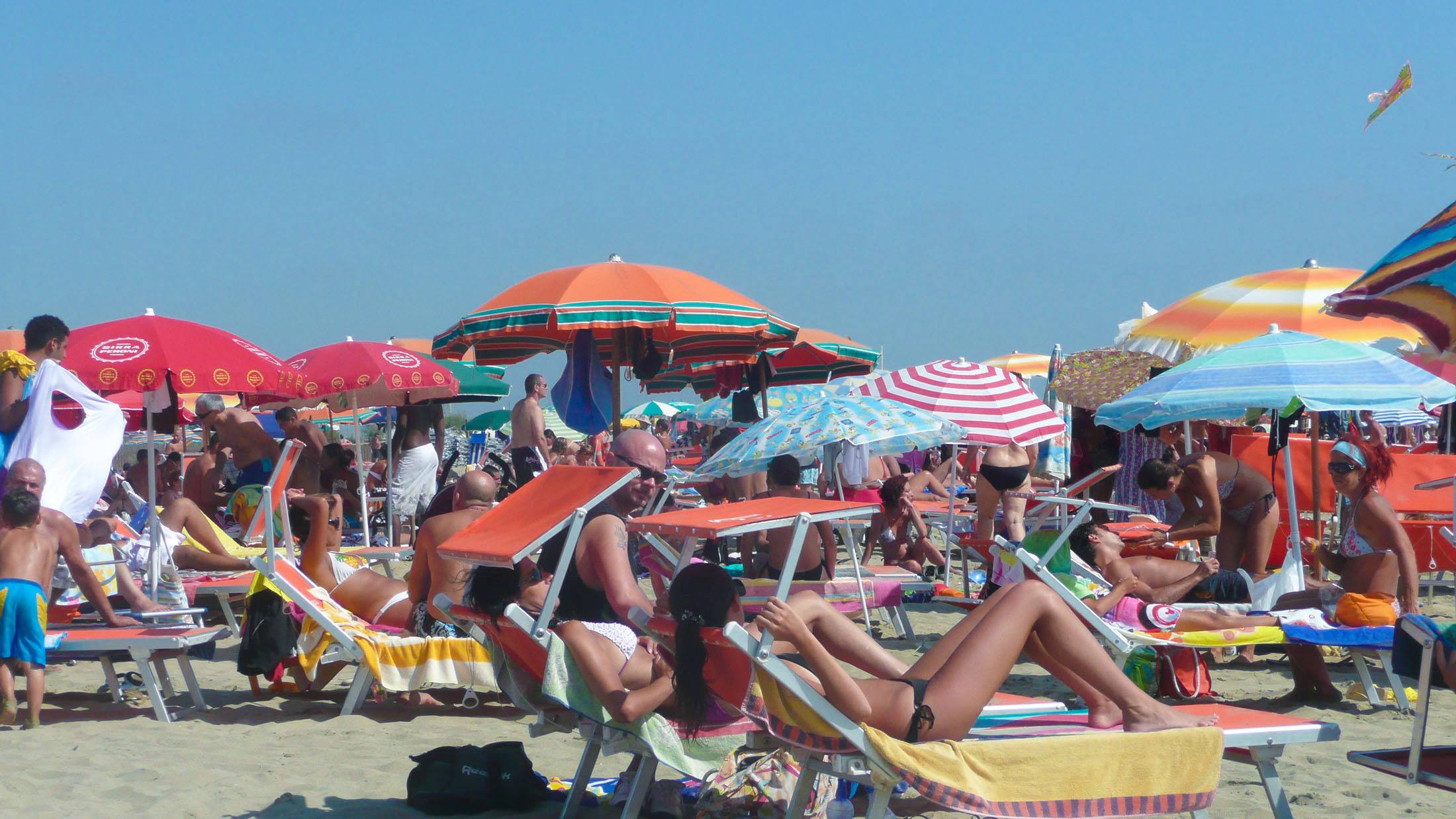 A busy day on the beach near Rome Italy