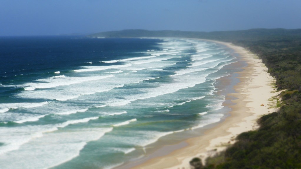 A long white sandy beach near Byron Bay Australia