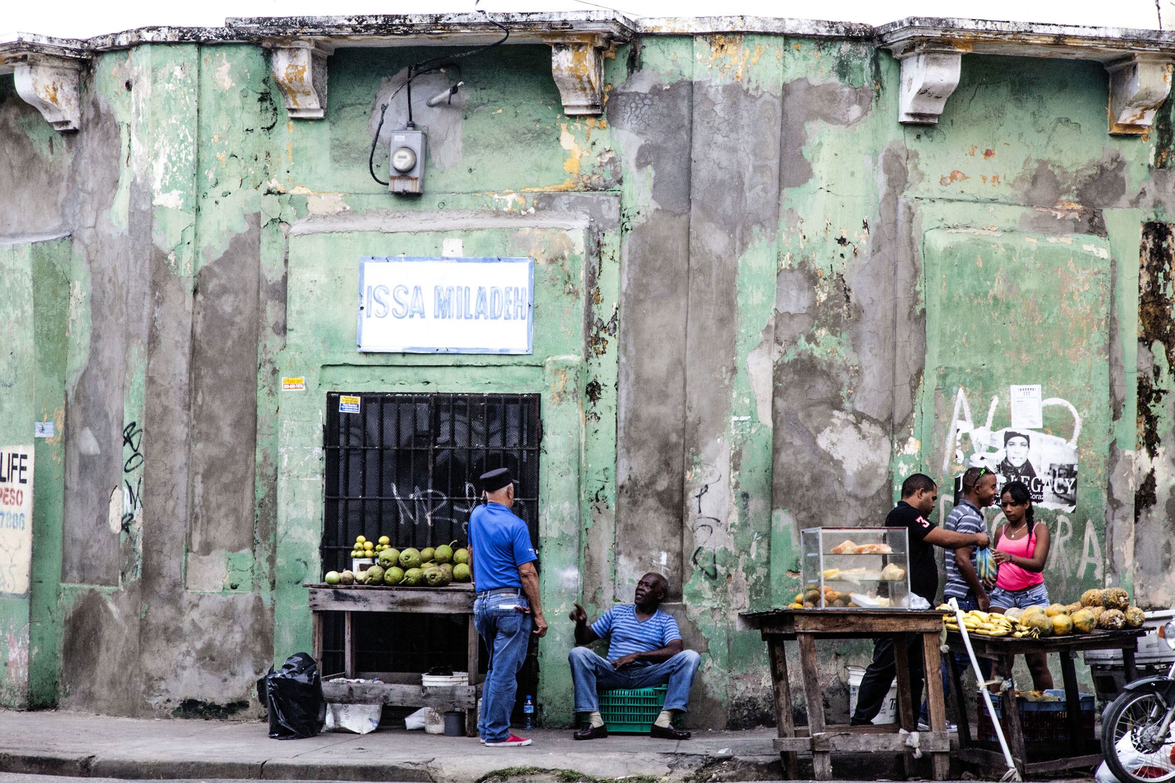 A small outside market in a street of Santo Domingo Dominican Republic