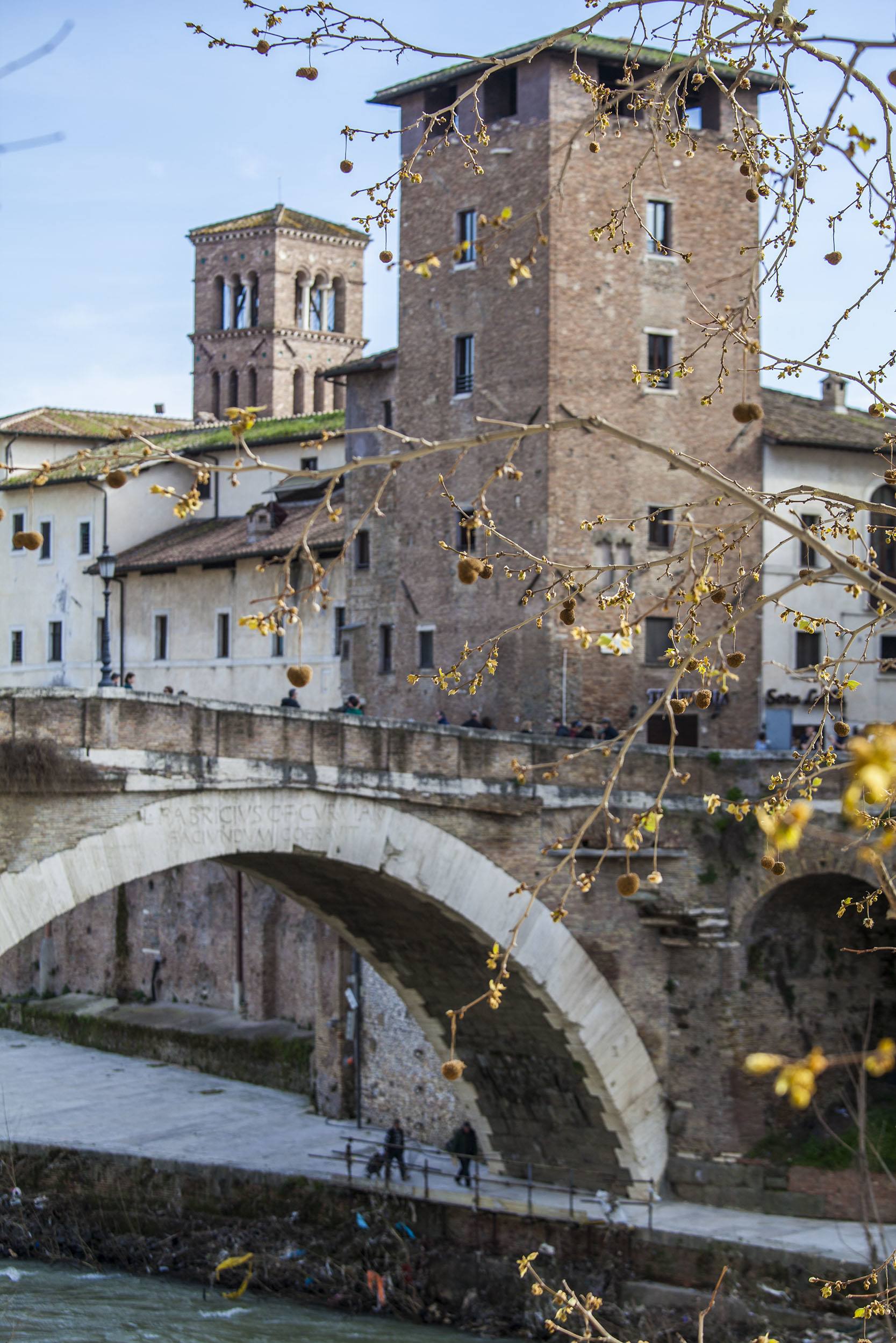 An ancient bridge in Rome linking centro storico to Trastevere Italy