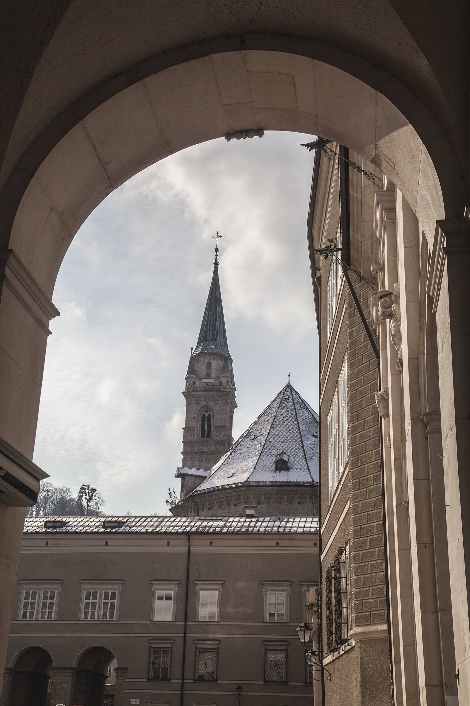 An arch door in Old Town Salzburg Austria