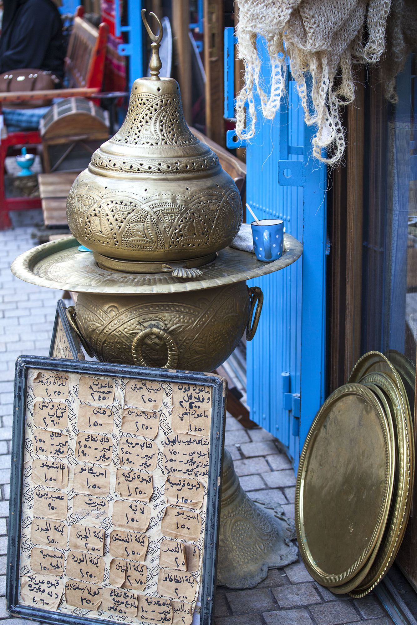 Brass pot outside Beit Ahmed inside Souq Al-Mubarakiya in Kuwait photography page