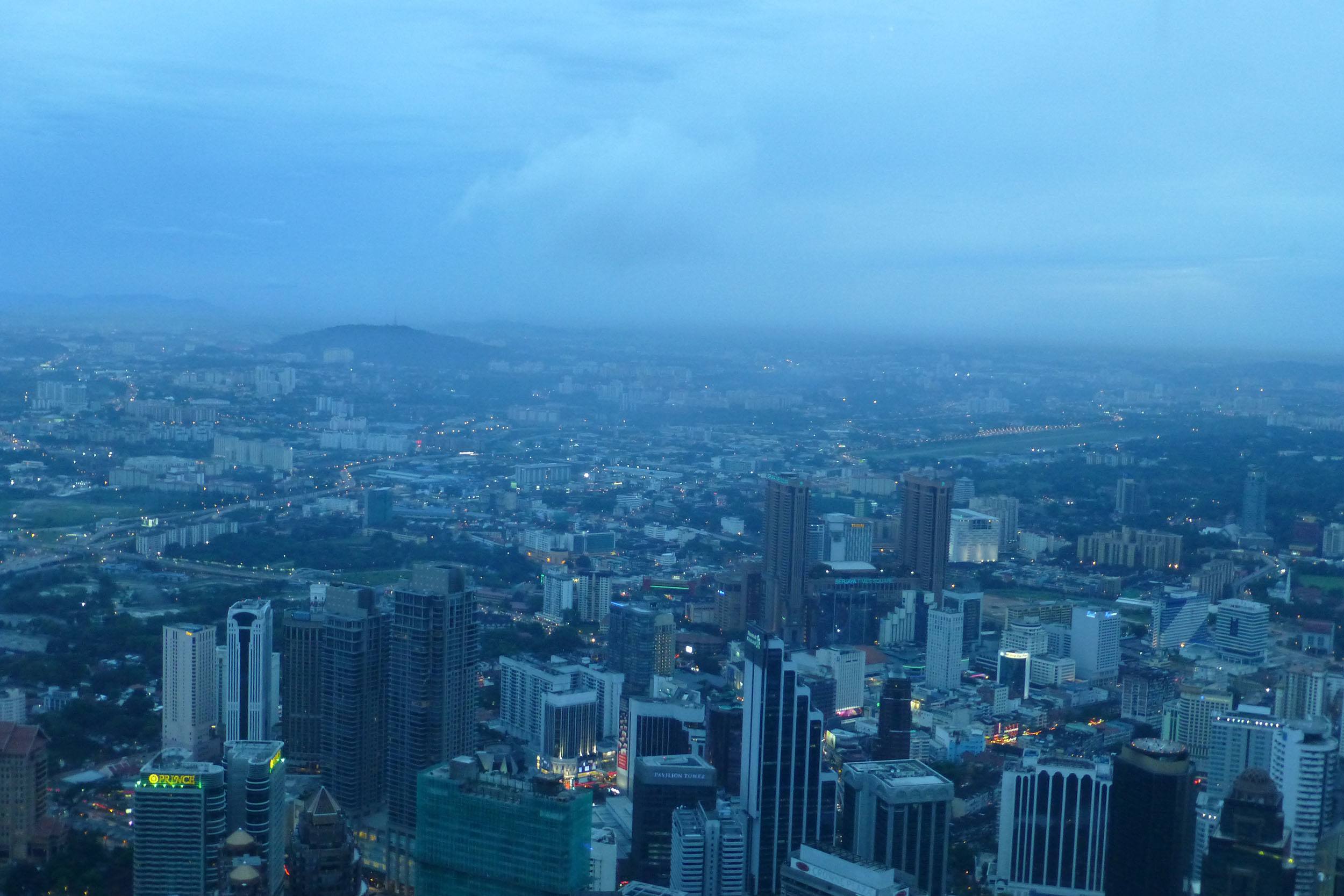 Kuala Lumpur from the Petronas Towers at dusk Malaysia