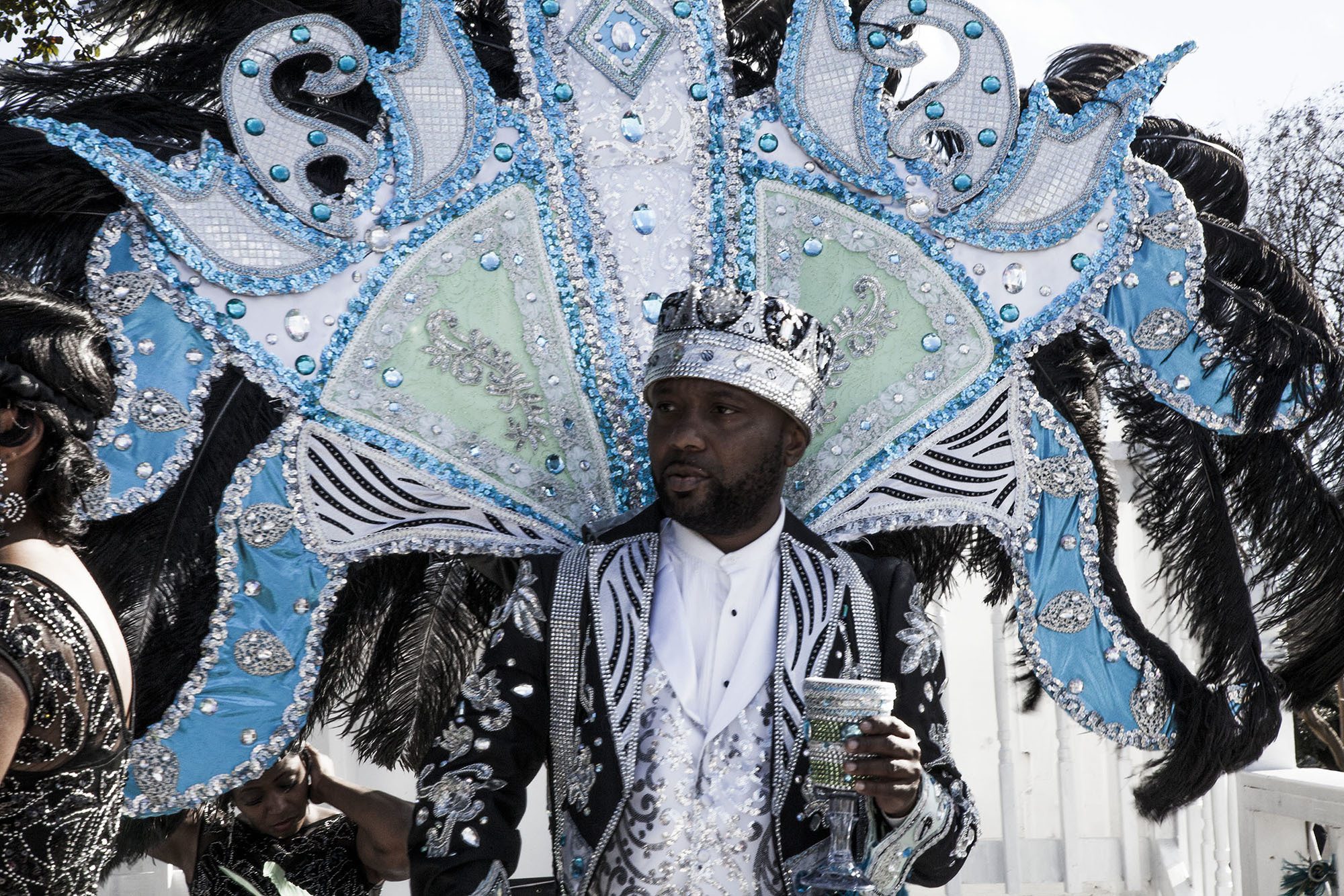 Man dressed in celebration attire in New Orleans USA