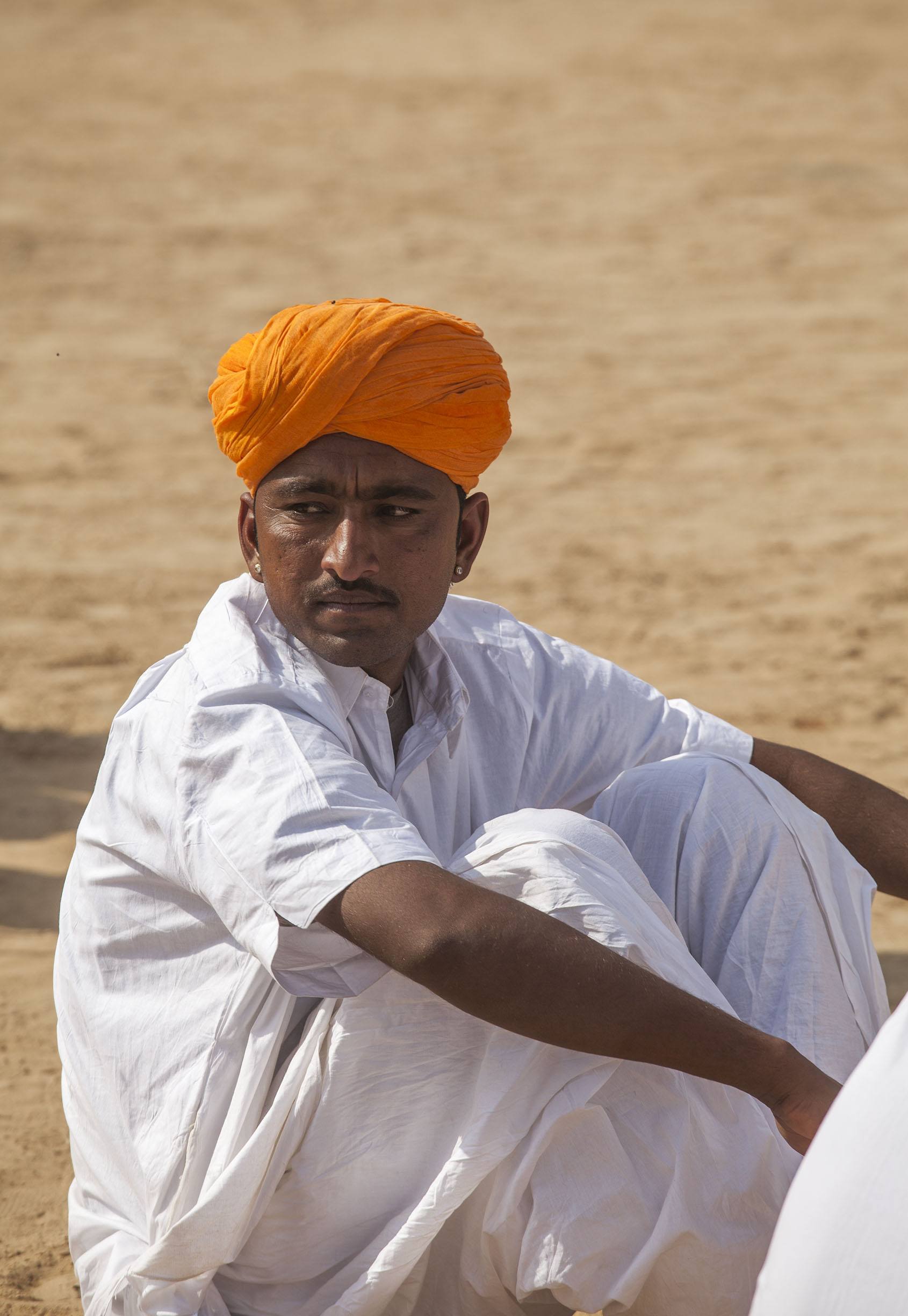 Man in orange turban in Jaisalmer India