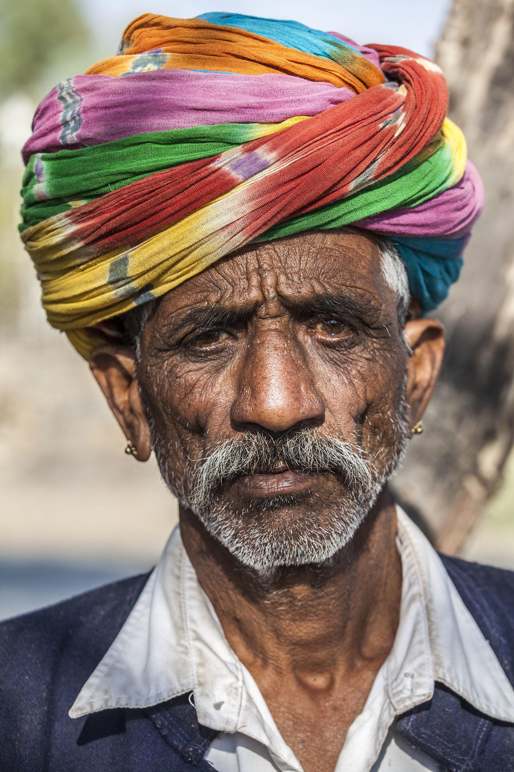 Man with colourful turban near Udaipur India