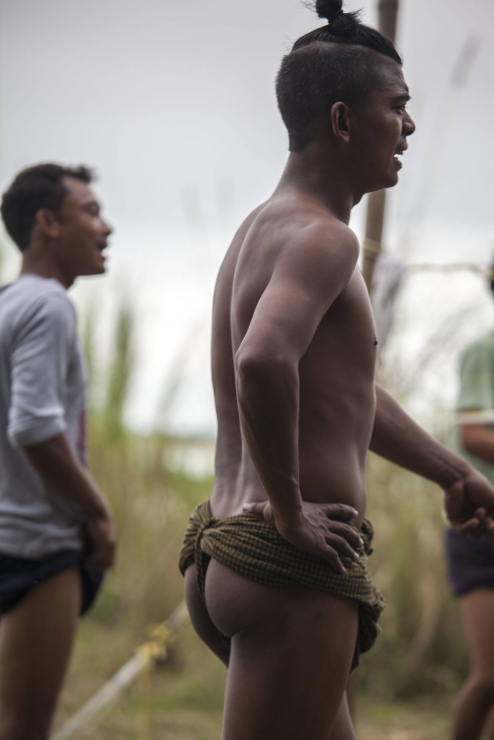 Men playing Chinlone in Mingun Myanmar