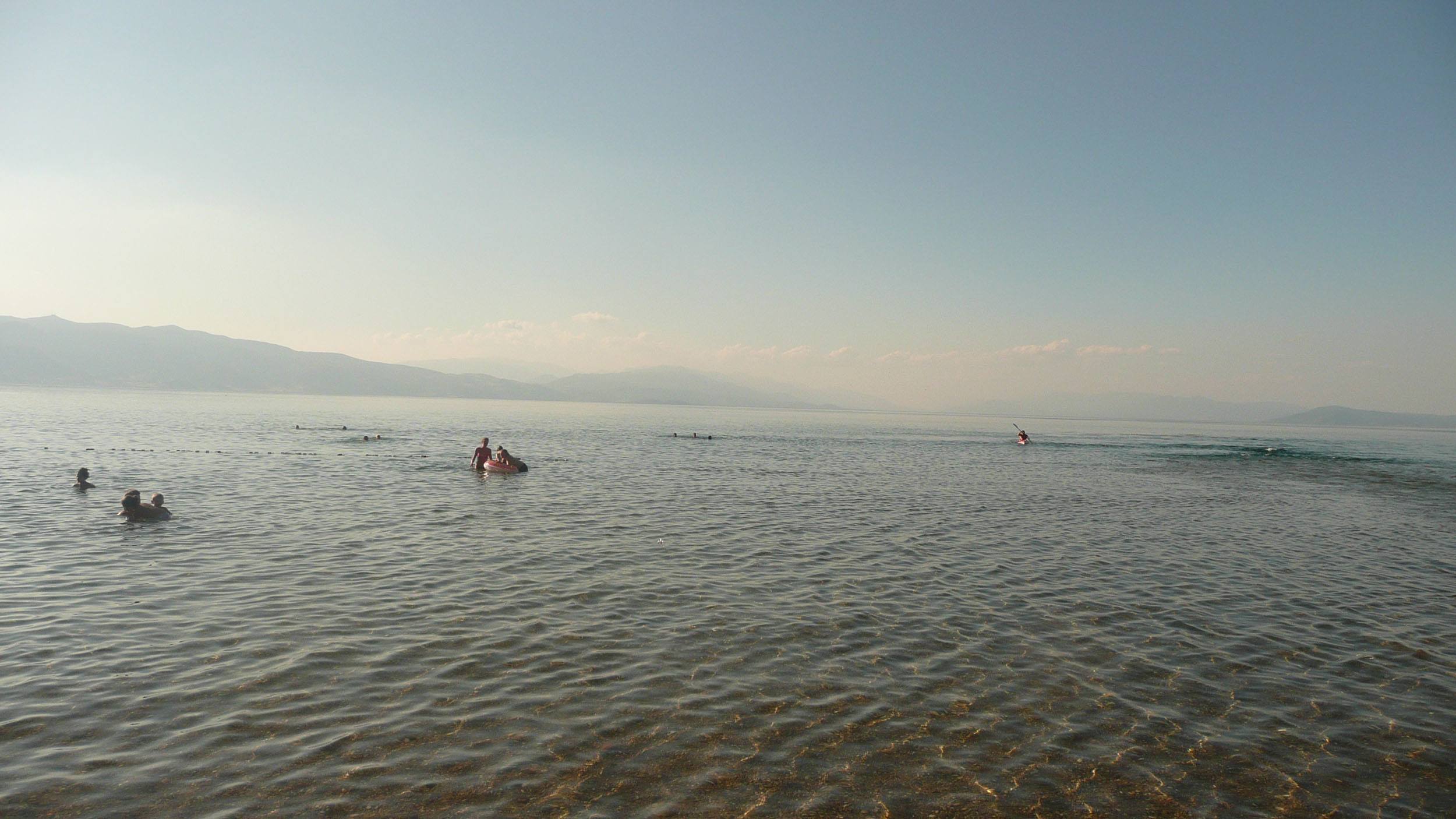 People swimming in Lake Ohrid North Macedonia