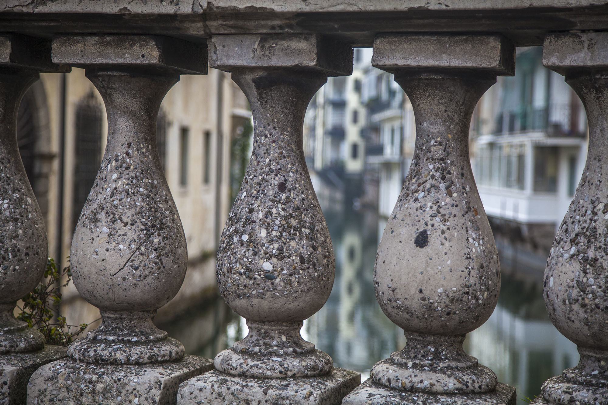 Small columns of a bridge in Padova Italy