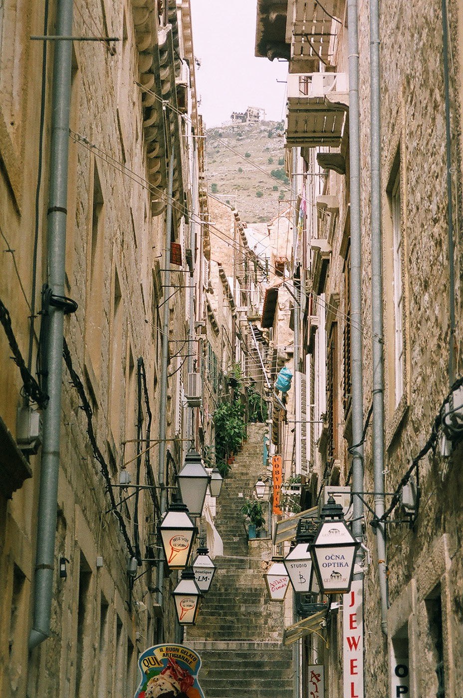 Stairs in a backstreet of Dubrovnik Croatia